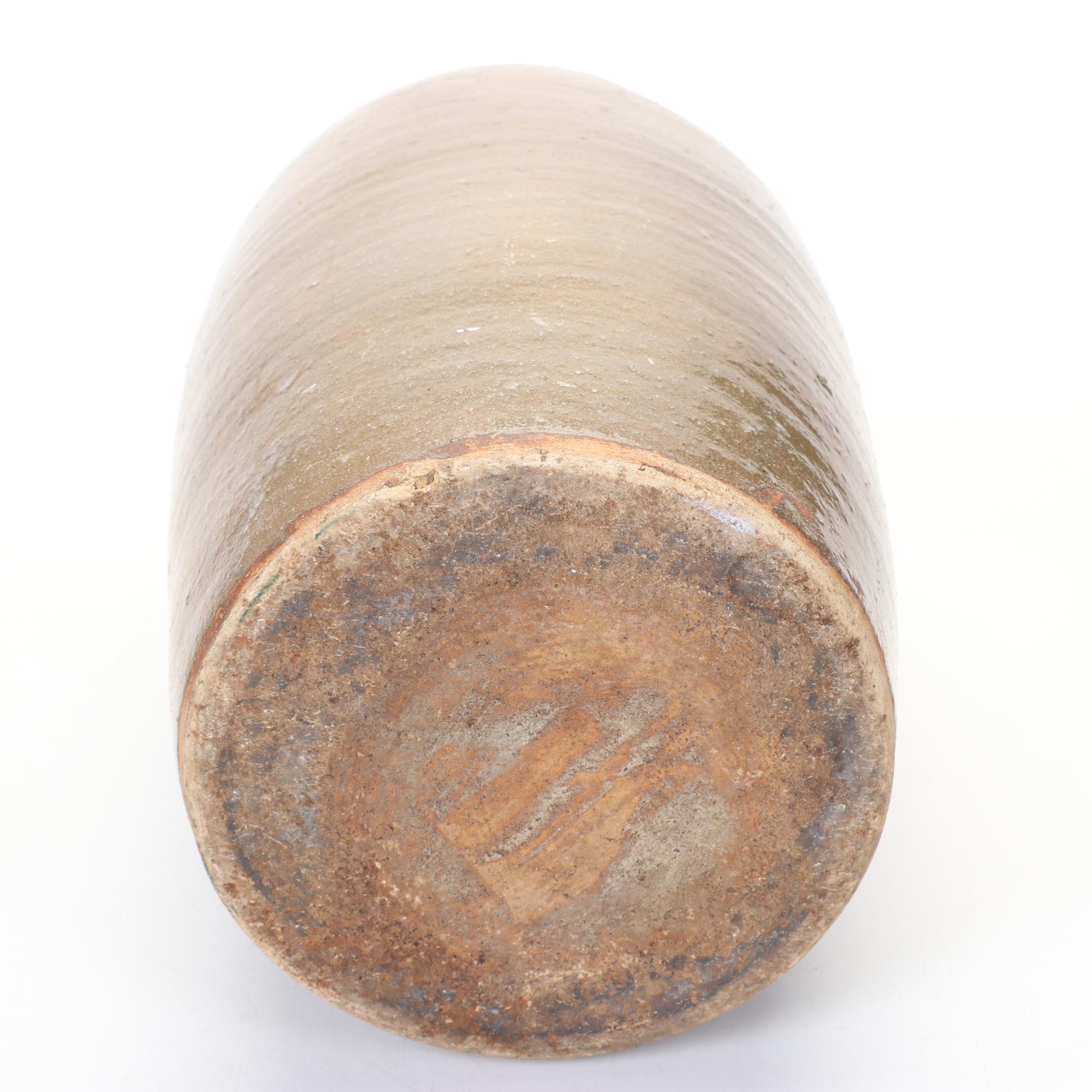 Antique Four-Gallon Stoneware Handled Butter Churn