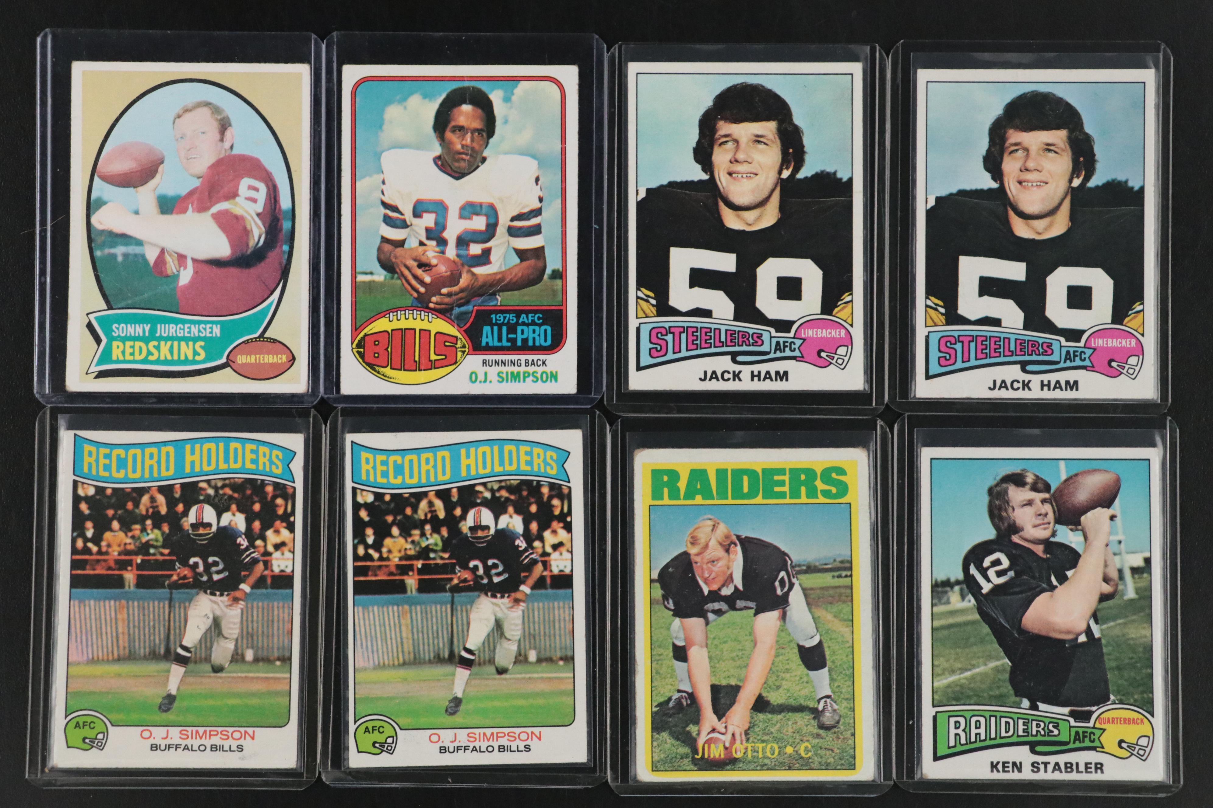 Topps Football Cards Featuring O.J. Simpson, Dick Butkus, and More, 1970s