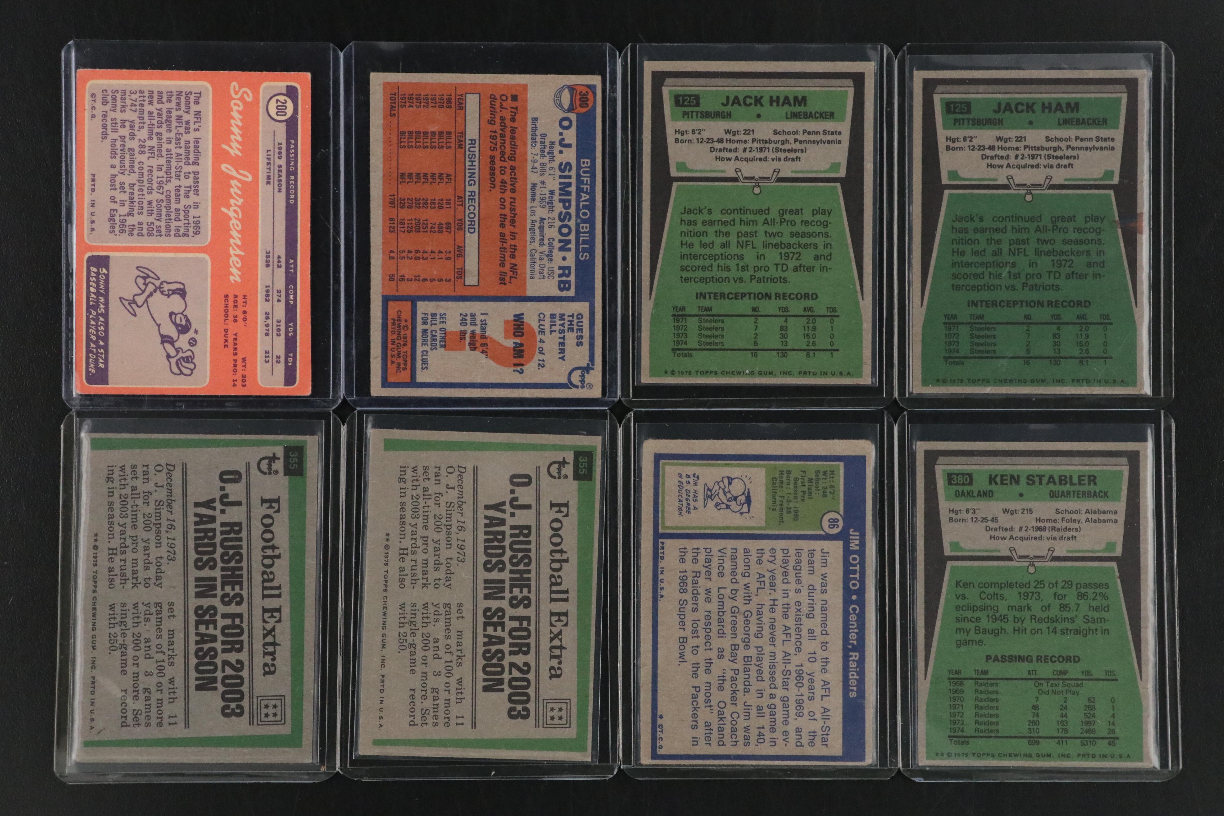 Topps Football Cards Featuring O.J. Simpson, Dick Butkus, and More, 1970s