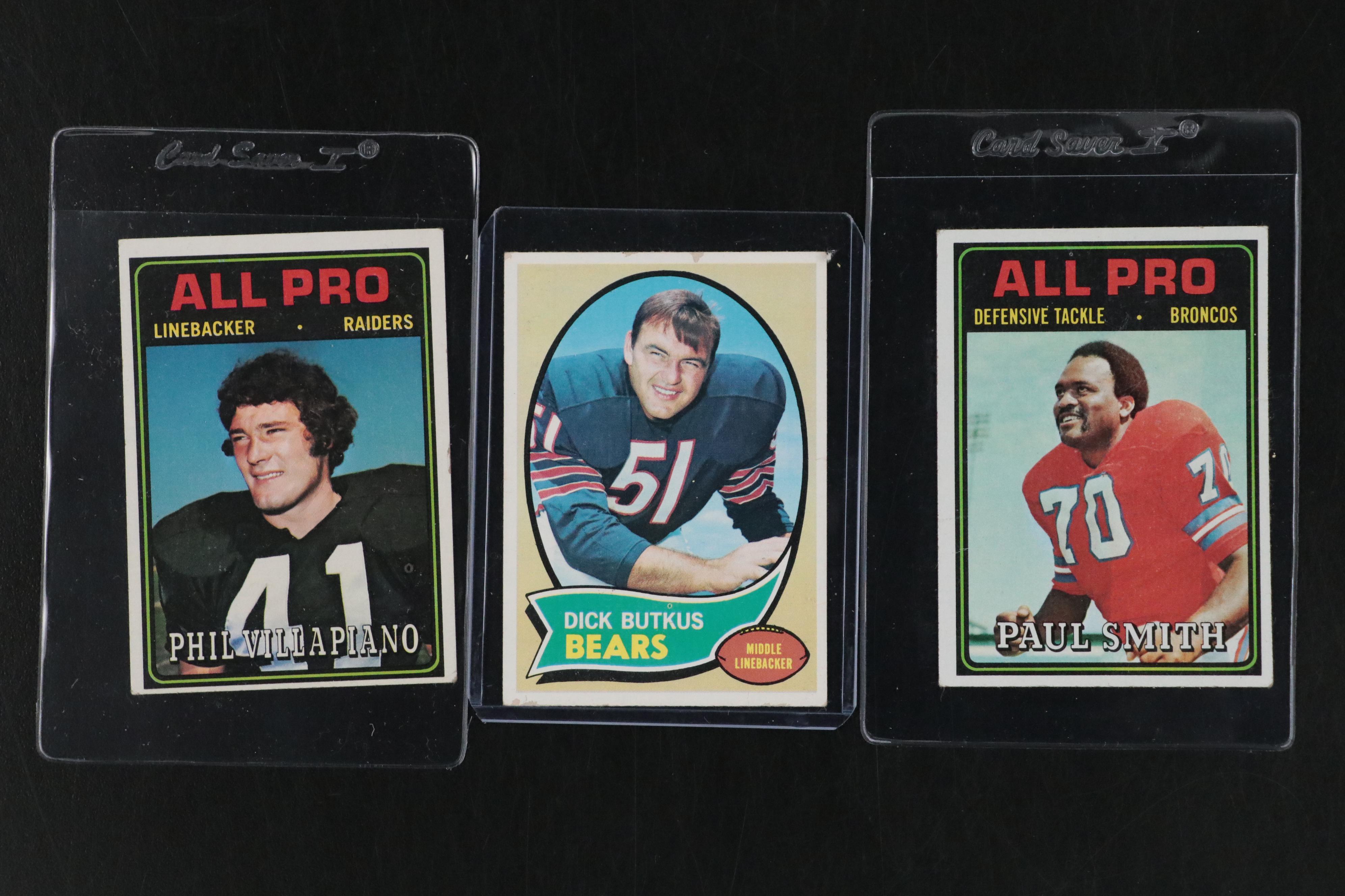 Topps Football Cards Featuring O.J. Simpson, Dick Butkus, and More, 1970s