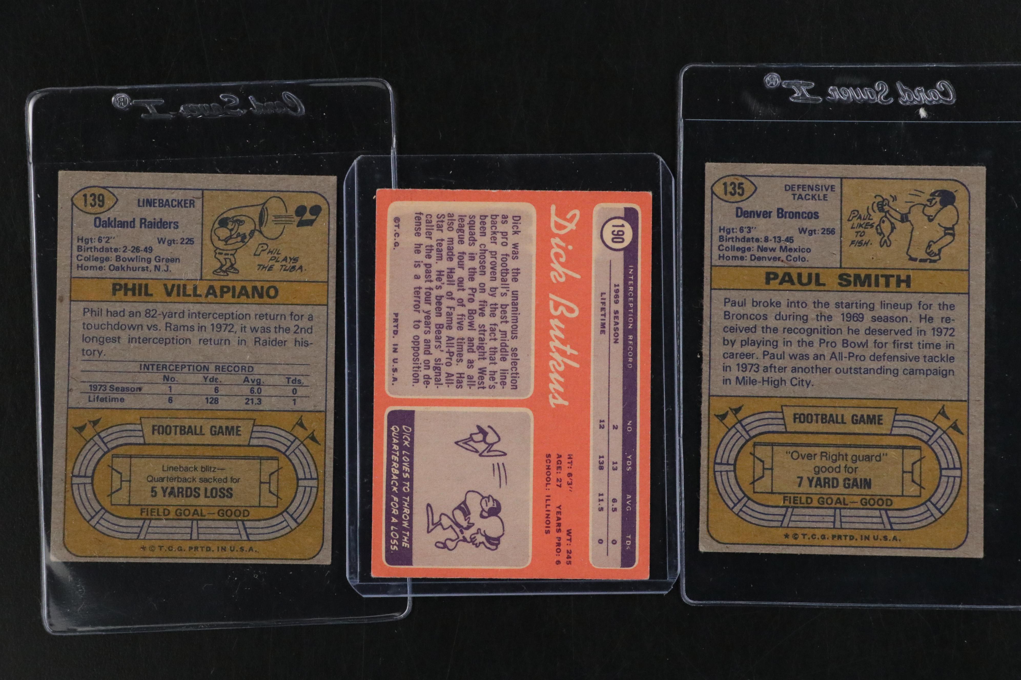 Topps Football Cards Featuring O.J. Simpson, Dick Butkus, and More, 1970s