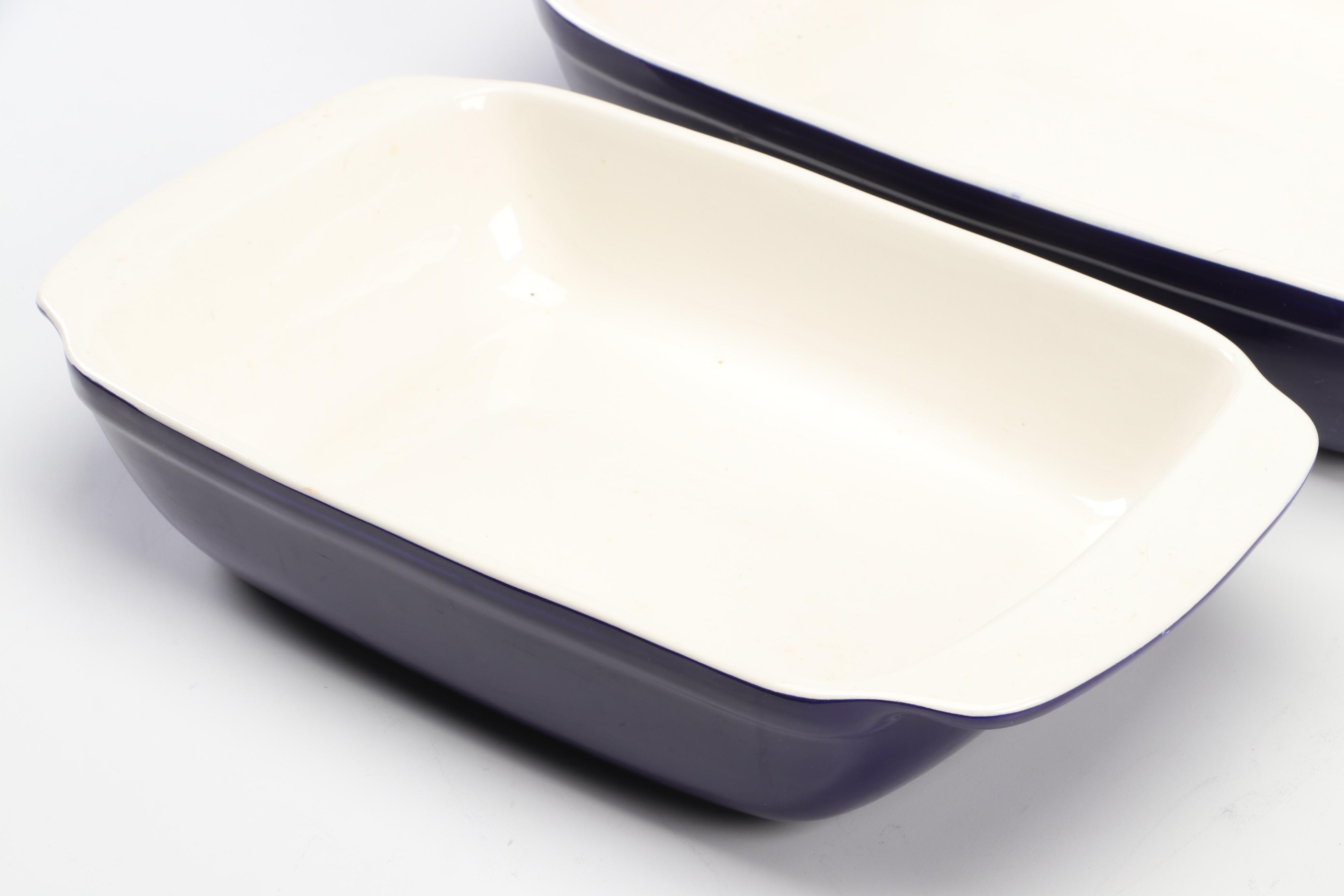 Roshco Cobalt Blue Glazed Ceramic Bakeware
