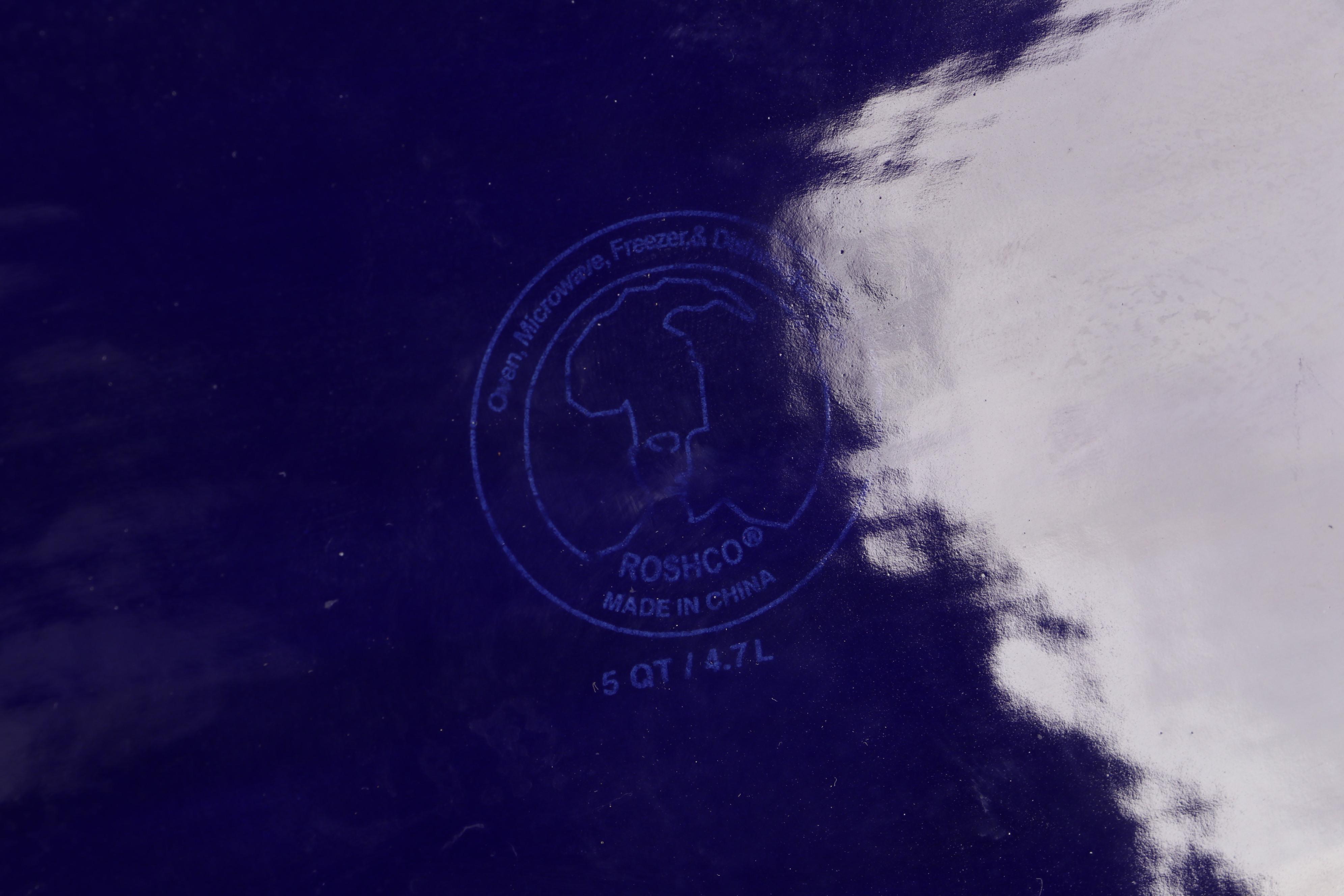 Roshco Cobalt Blue Glazed Ceramic Bakeware