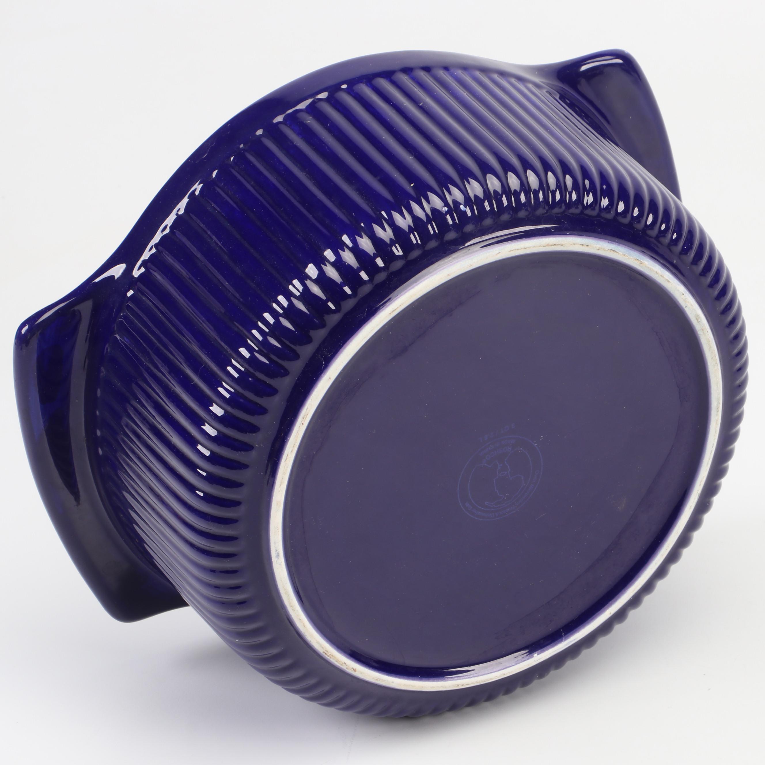 Roshco Cobalt Blue Glazed Ceramic Bakeware