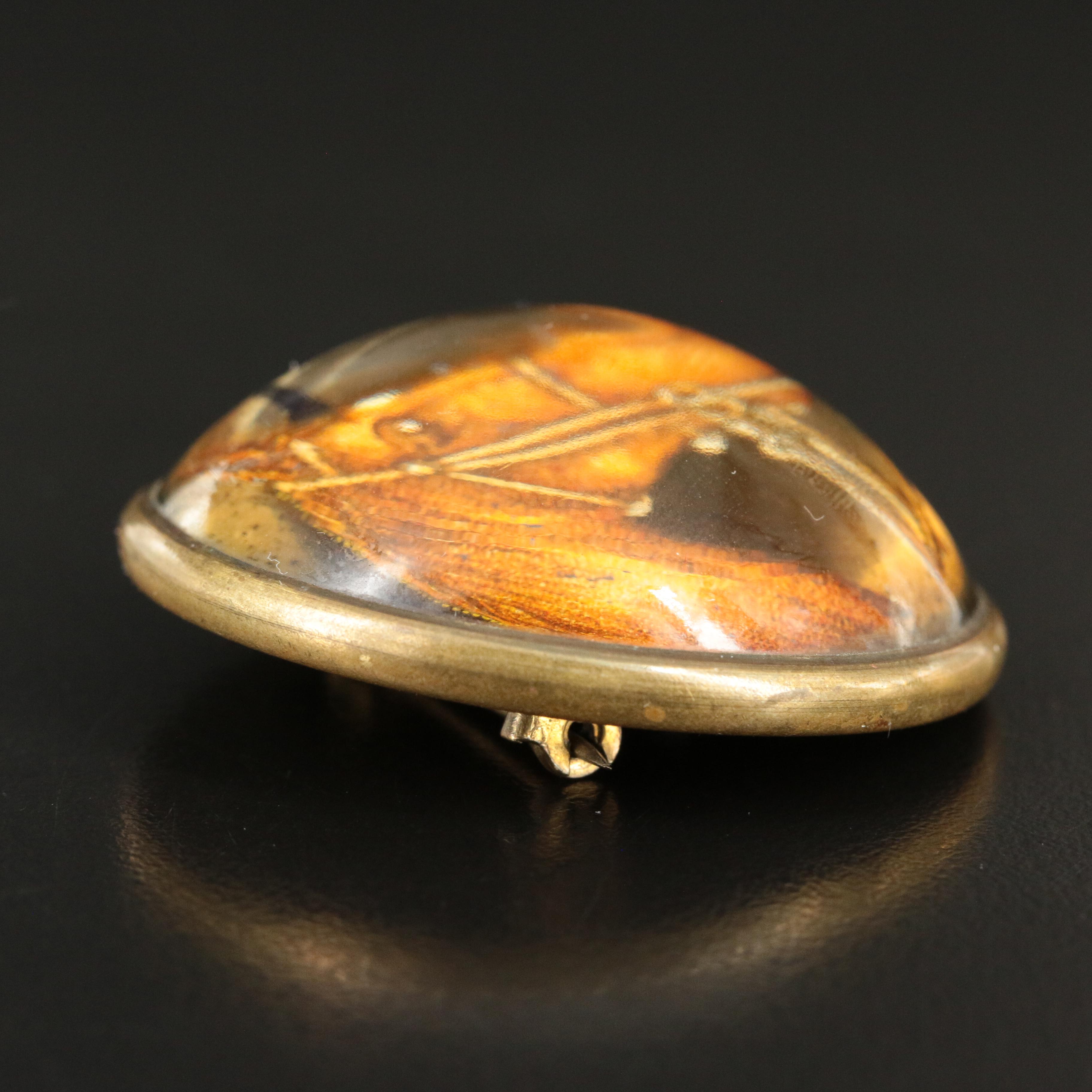 Vintage Glass Horse Bridle Rosette Button Brooch