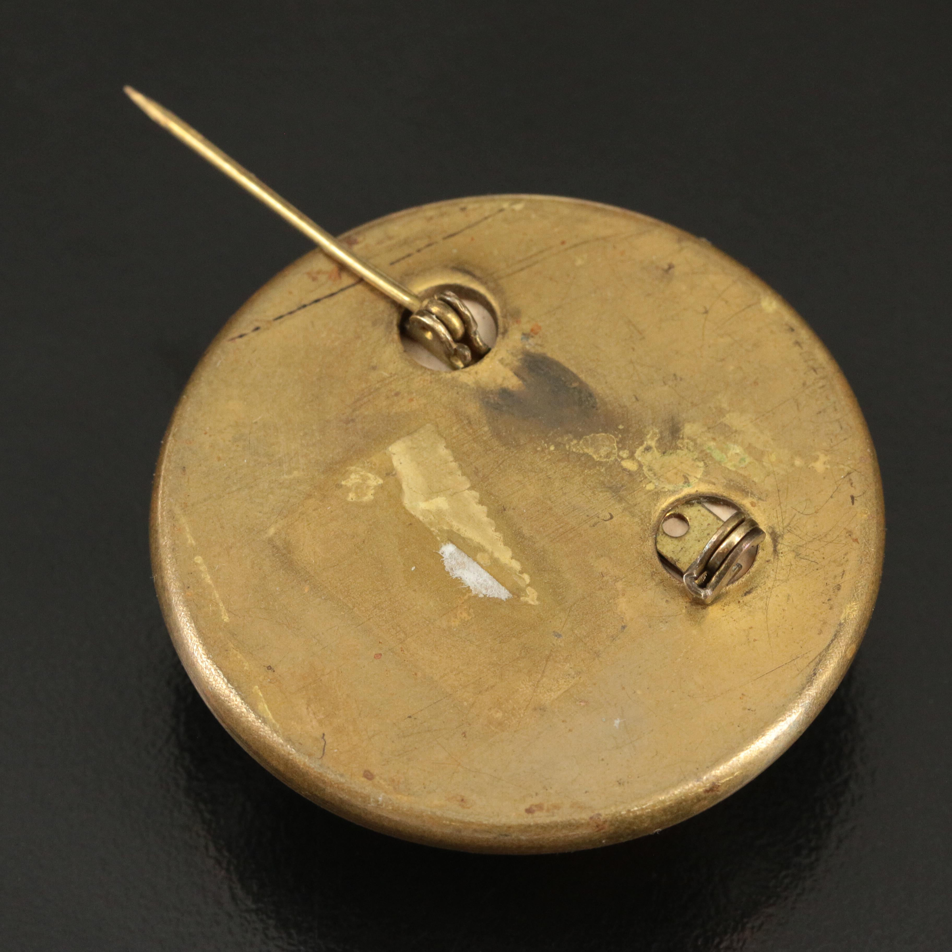 Vintage Glass Horse Bridle Rosette Button Brooch