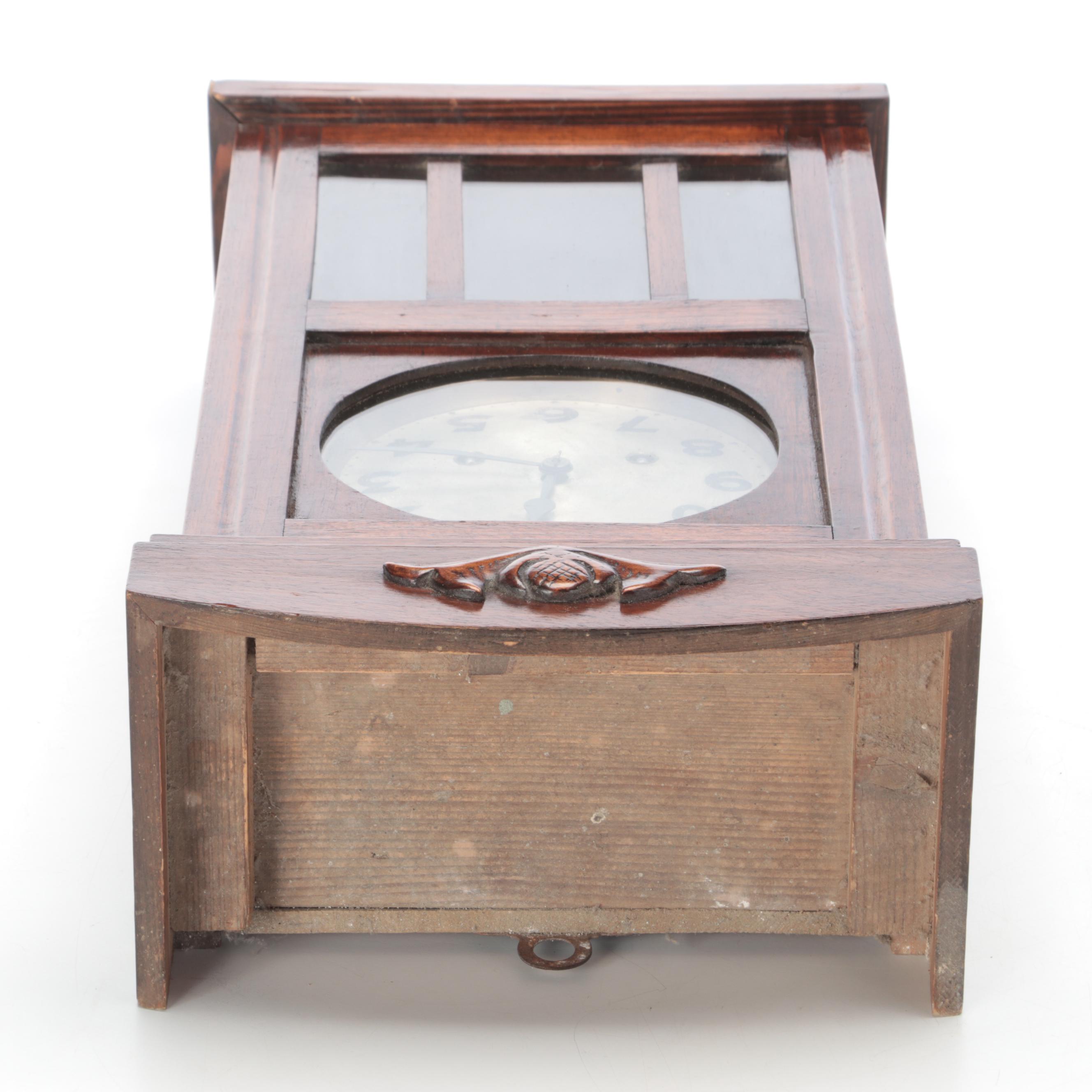 Junghans German Wooden Pendulum Wall Clock, Early 20th Century