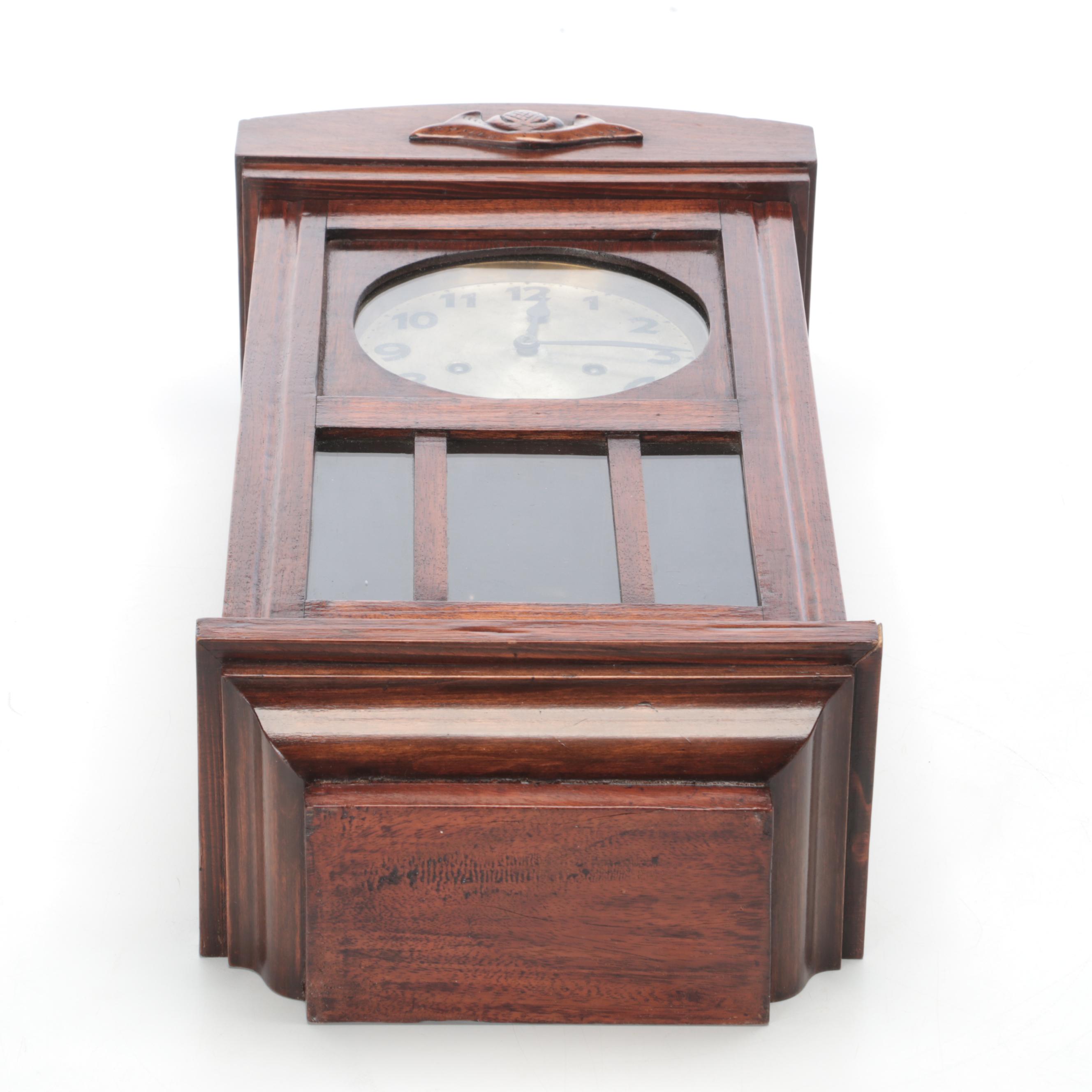 Junghans German Wooden Pendulum Wall Clock, Early 20th Century