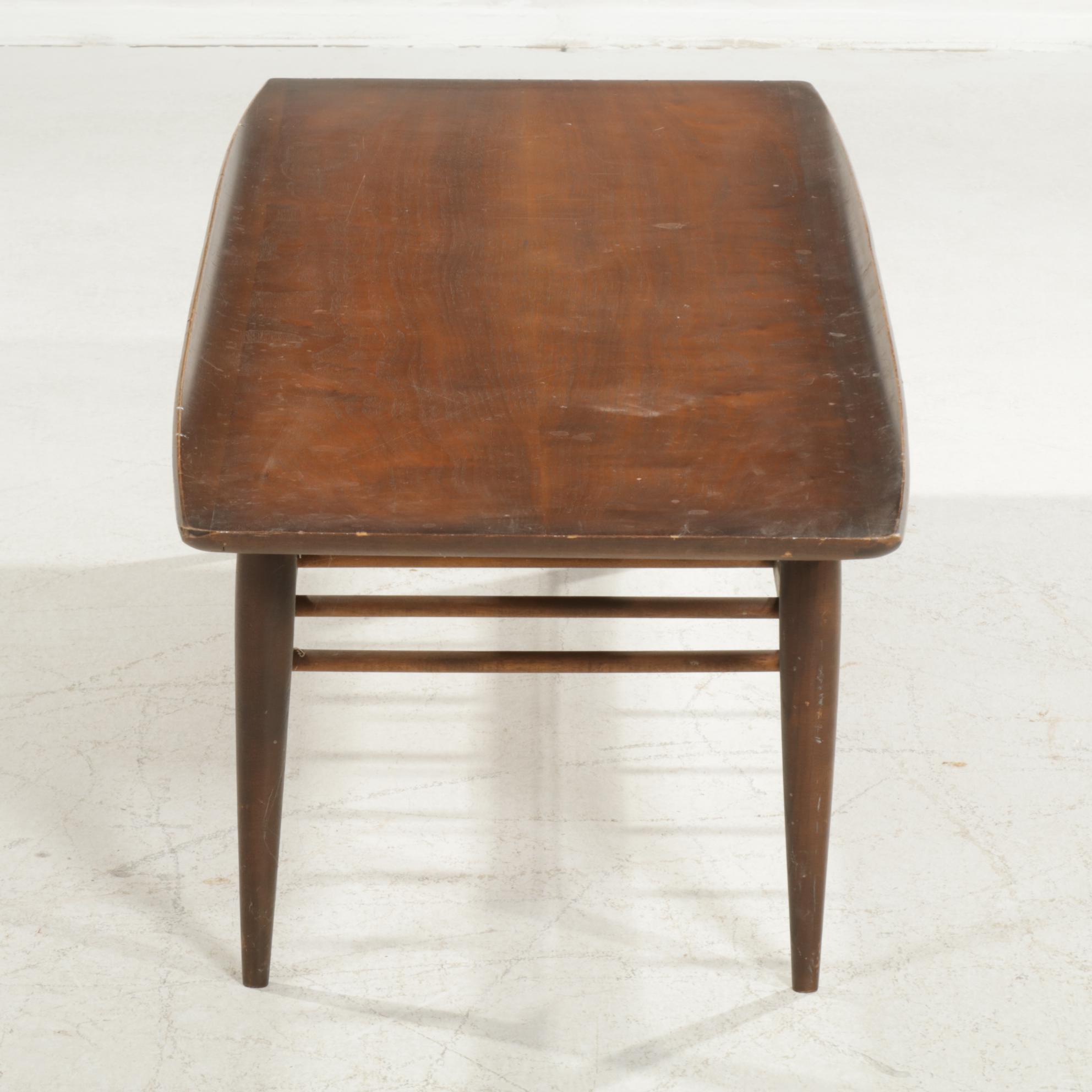 Bassett Mid Century Modern Walnut Surfboard Coffee Table