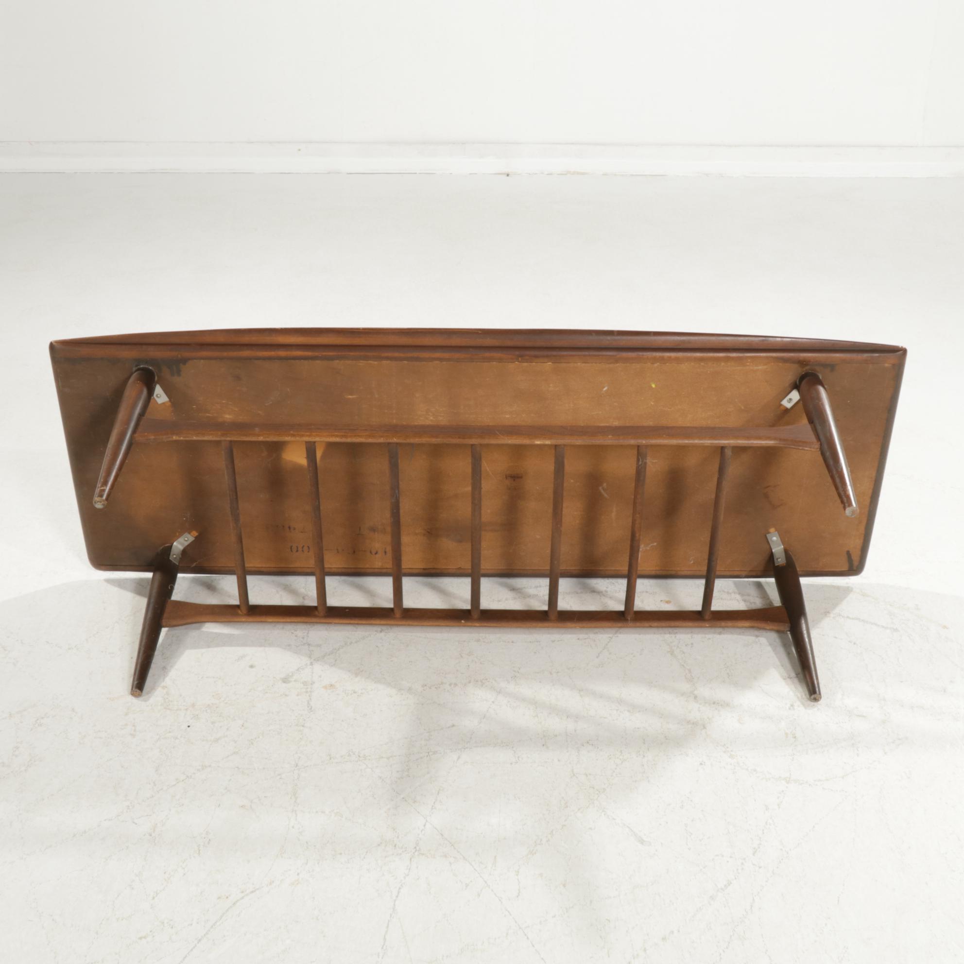 Bassett Mid Century Modern Walnut Surfboard Coffee Table