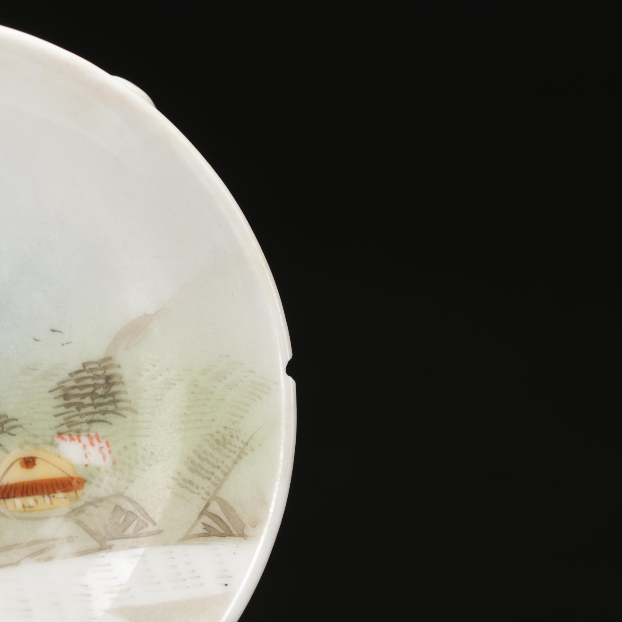 Kutani Dinnerware Features Rural Mt. Fuji Scene, 106 Pieces, Late 19th Century