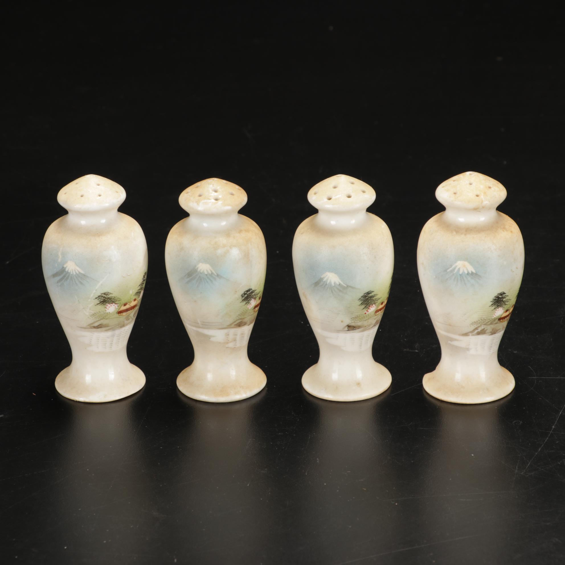 Kutani Dinnerware Features Rural Mt. Fuji Scene, 106 Pieces, Late 19th Century