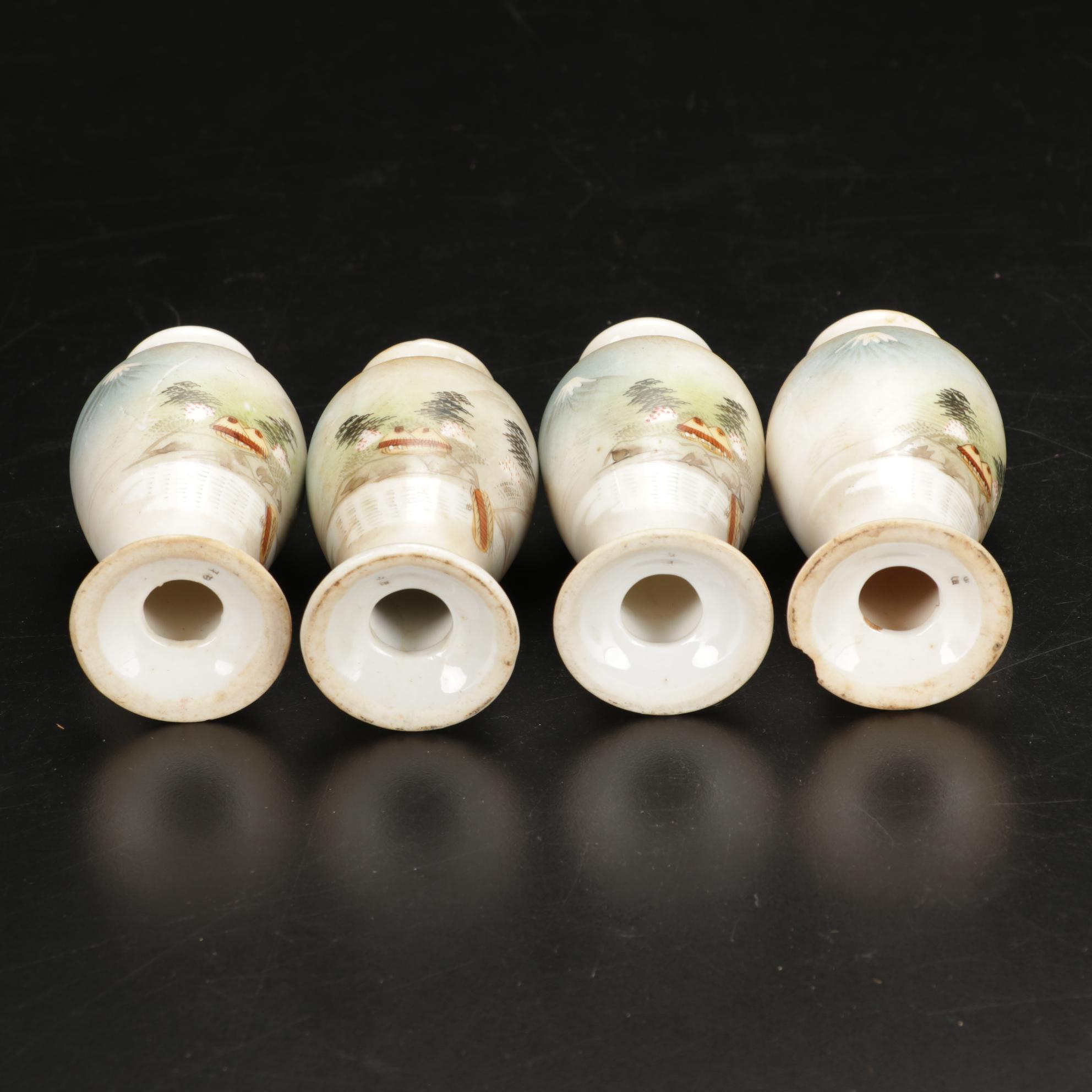 Kutani Dinnerware Features Rural Mt. Fuji Scene, 106 Pieces, Late 19th Century