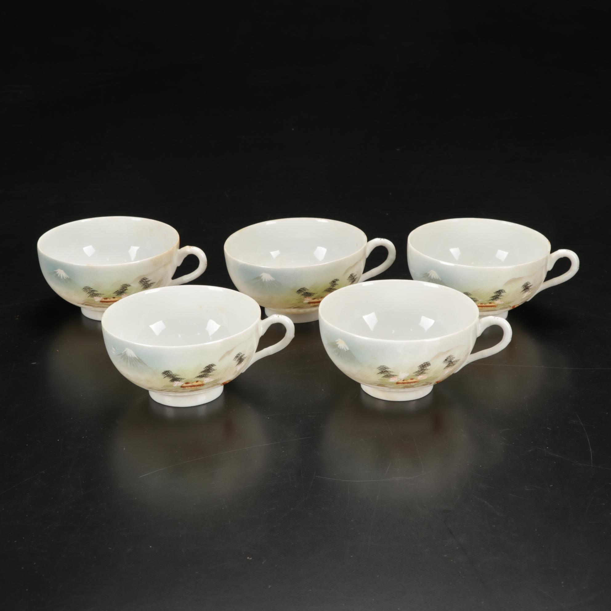 Kutani Dinnerware Features Rural Mt. Fuji Scene, 106 Pieces, Late 19th Century