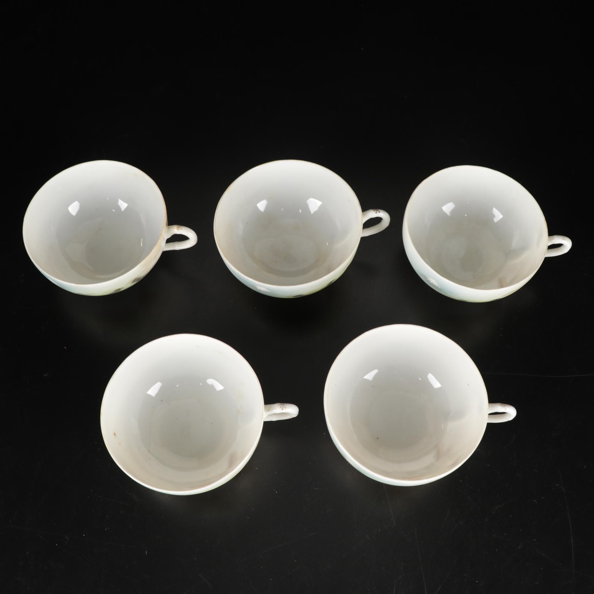 Kutani Dinnerware Features Rural Mt. Fuji Scene, 106 Pieces, Late 19th Century