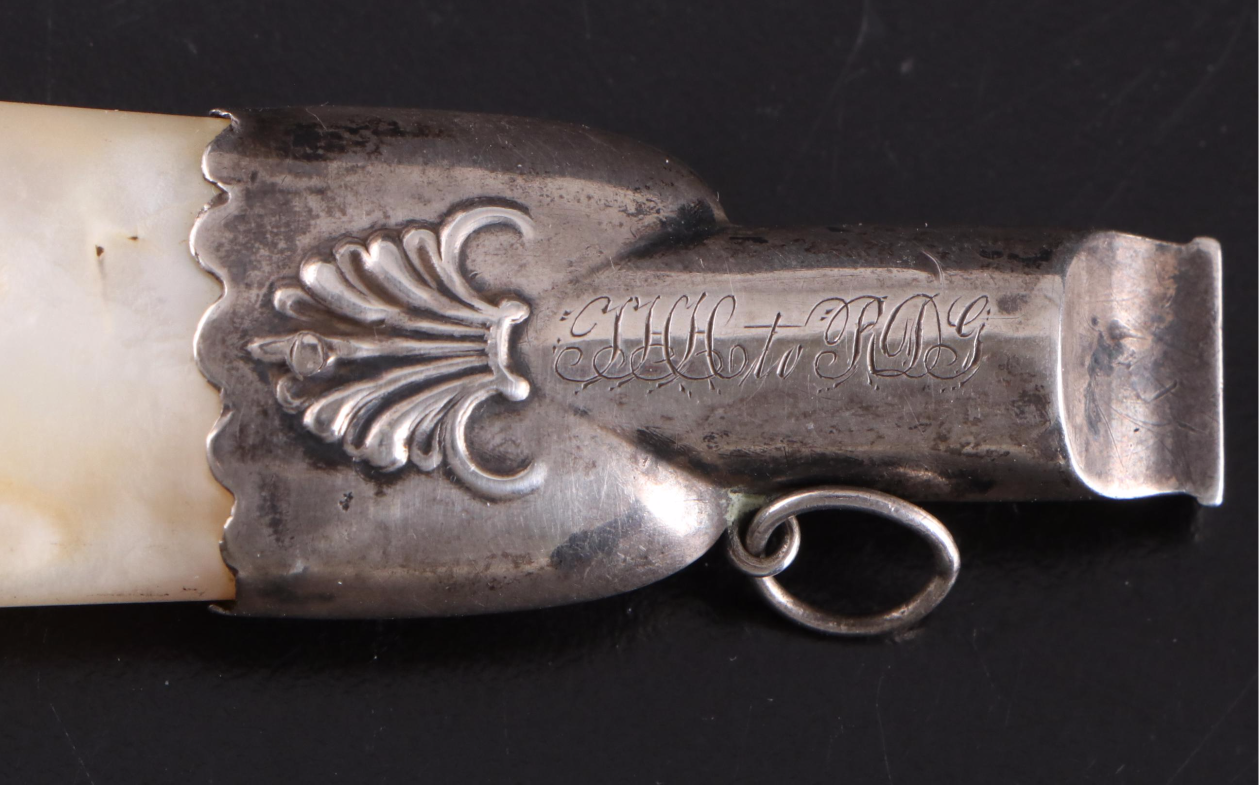 800 Silver and Mother-of-Pearl Whistle, Late 19th/Early 20th Century