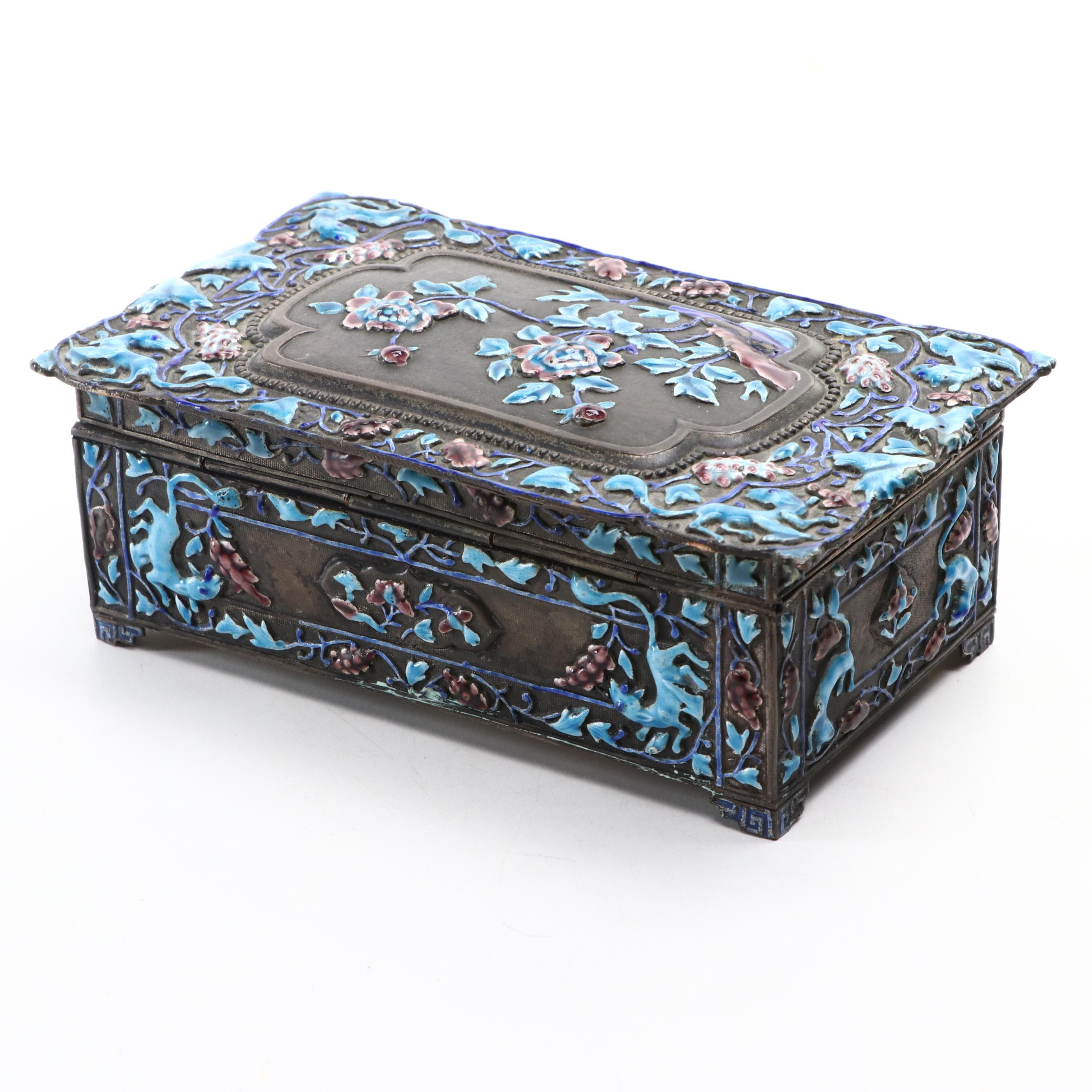 Chinese Enameled Cigarette Box, Early to Mid-20th Century