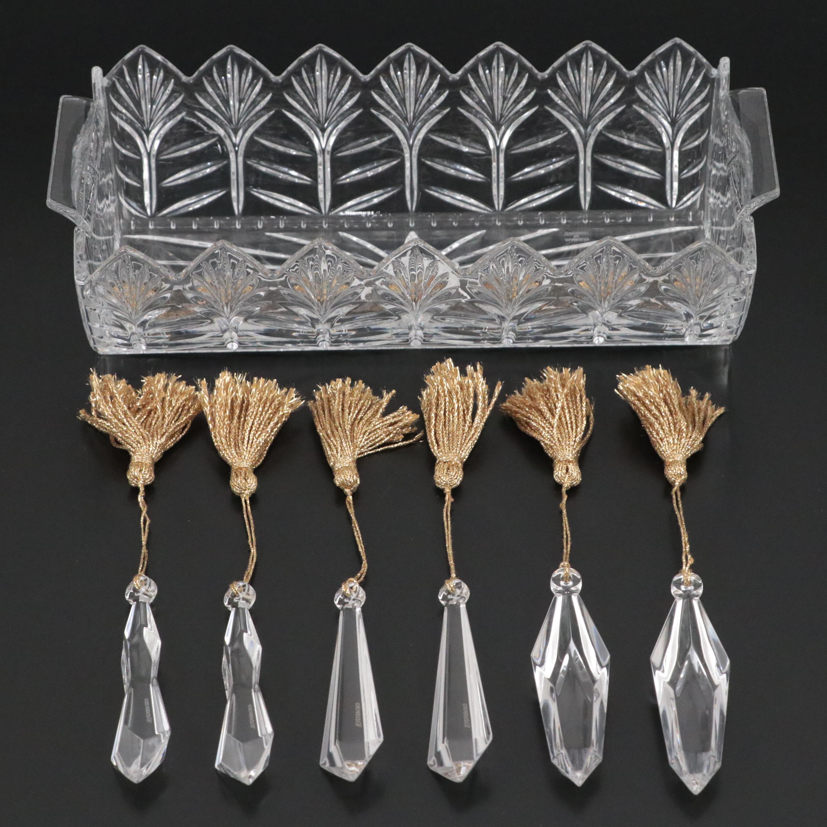 Marquis by Waterford "Dewitt" Lead Crystal Bread Tray with Waterford Ornaments