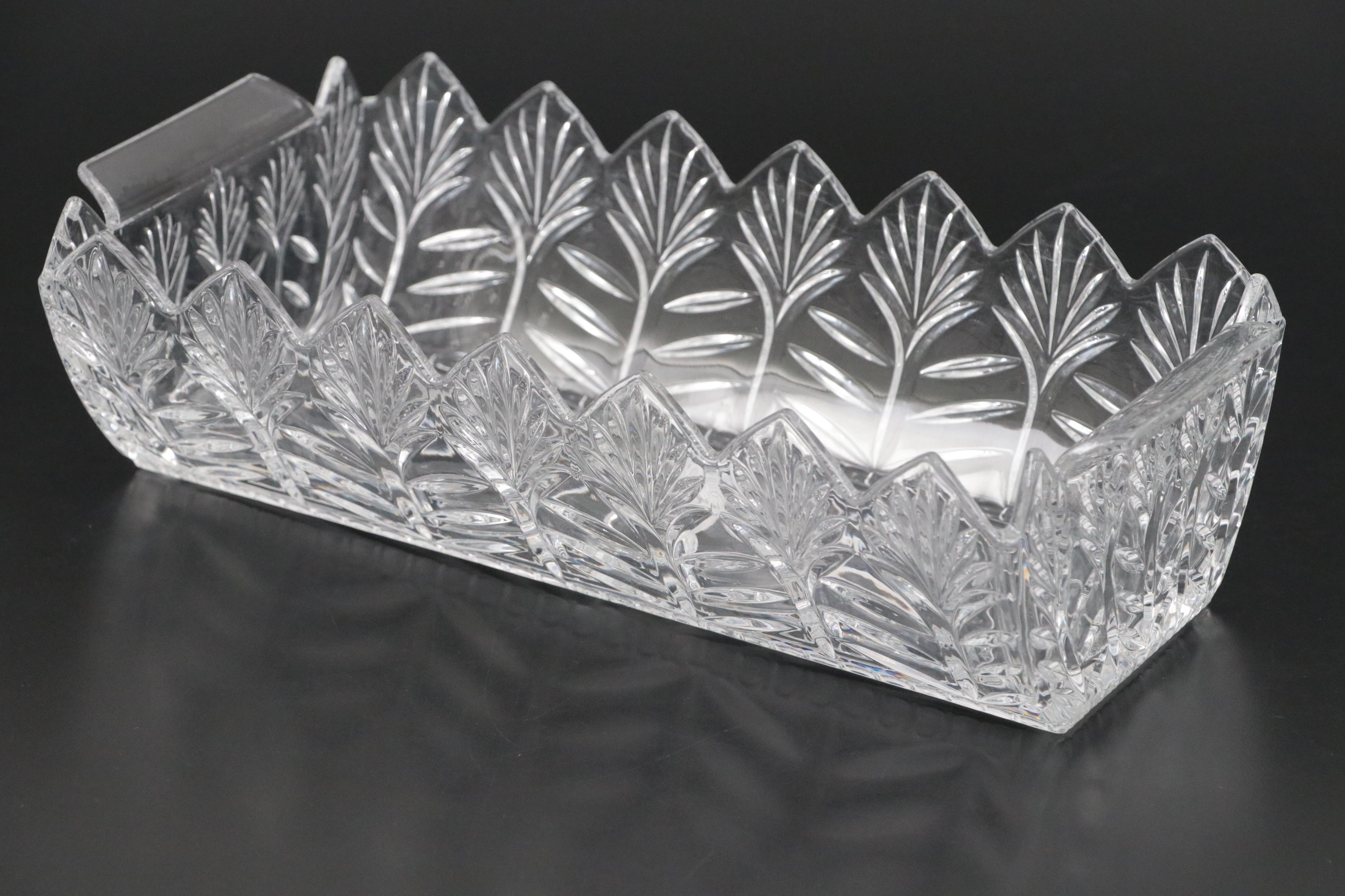 Marquis by Waterford "Dewitt" Lead Crystal Bread Tray with Waterford Ornaments