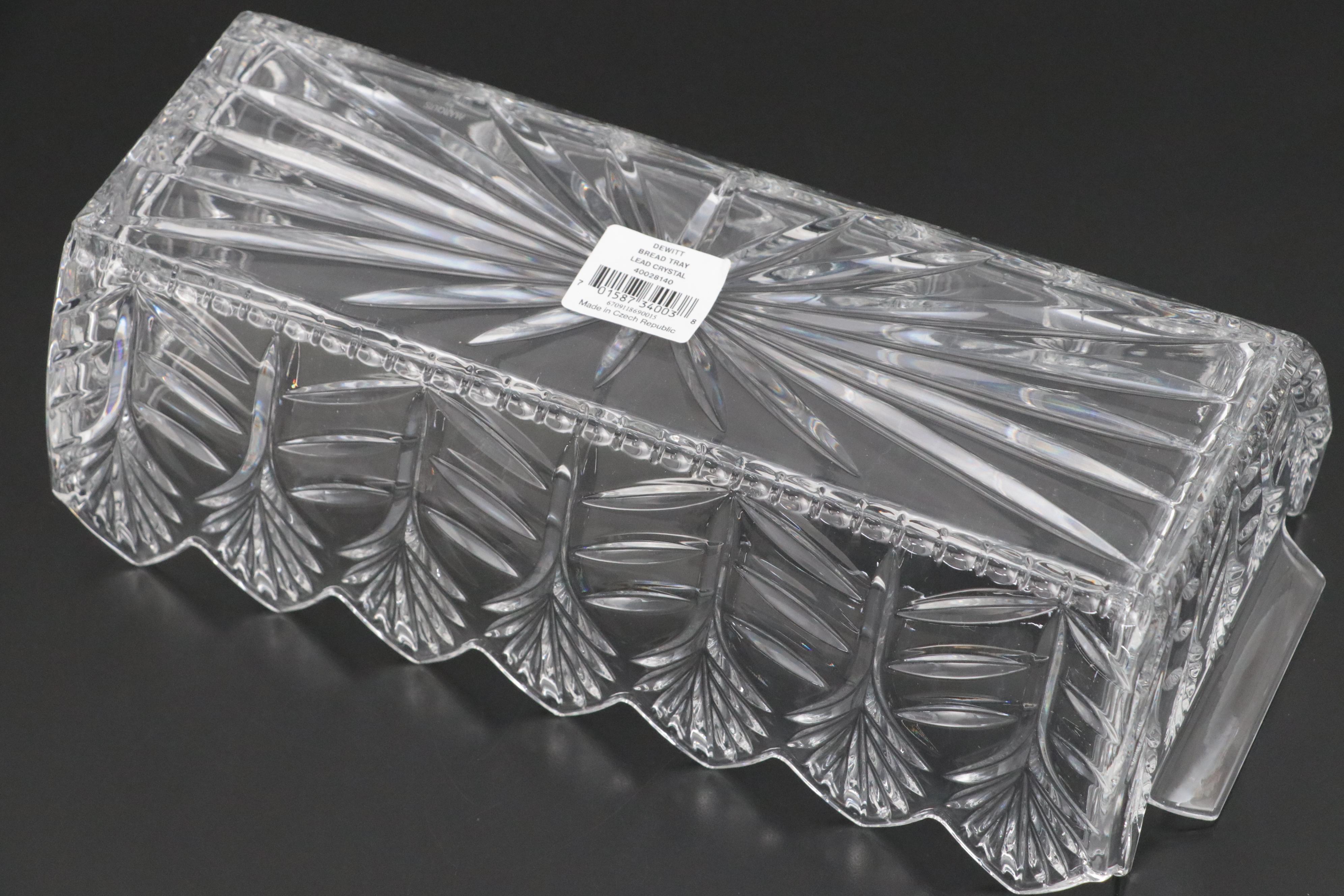 Marquis by Waterford "Dewitt" Lead Crystal Bread Tray with Waterford Ornaments