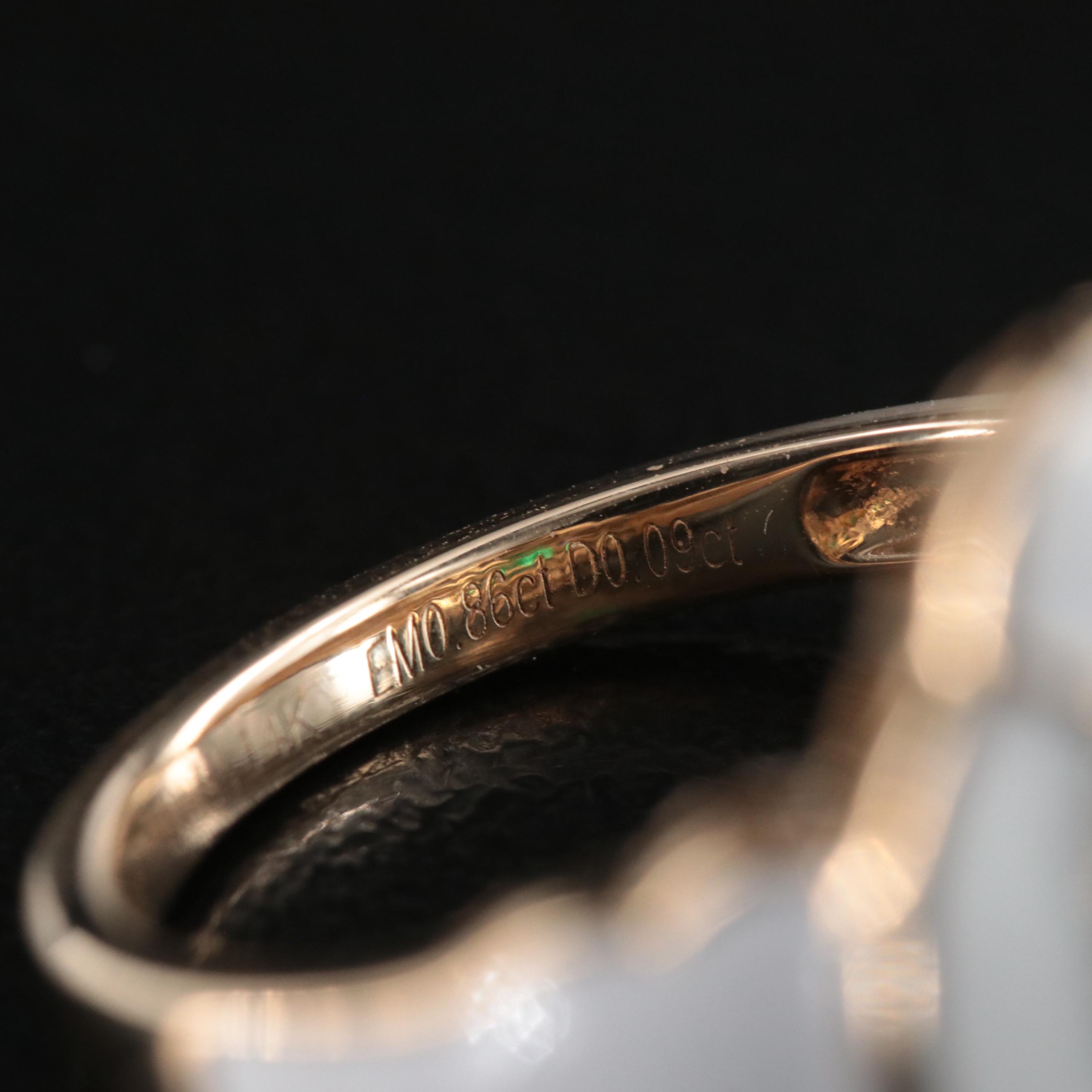 Oscar Friedman 14K Emerald, Diamond, and Enamel Ring