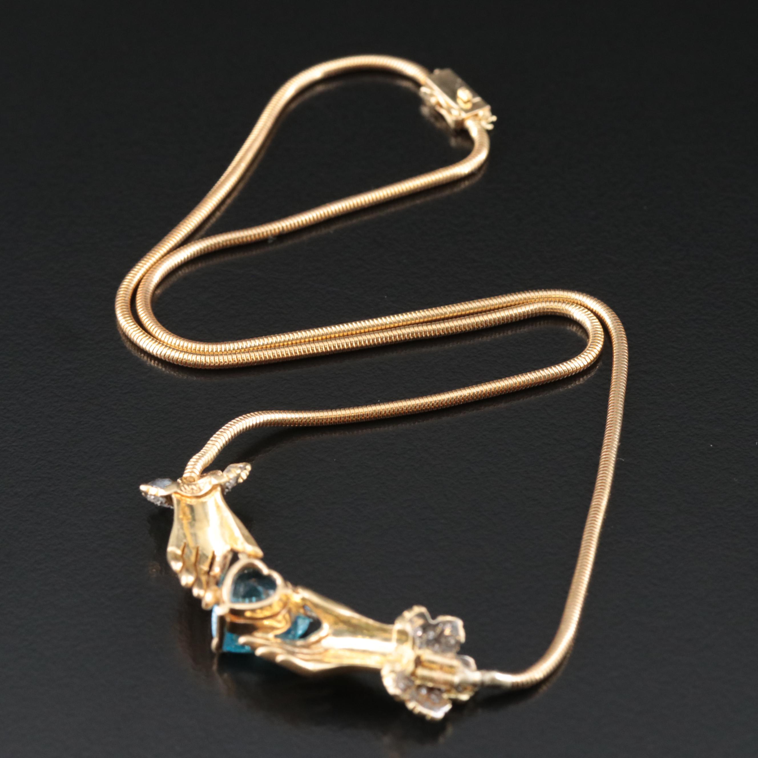 18K Topaz and Diamond Fenian Claddagh Necklace