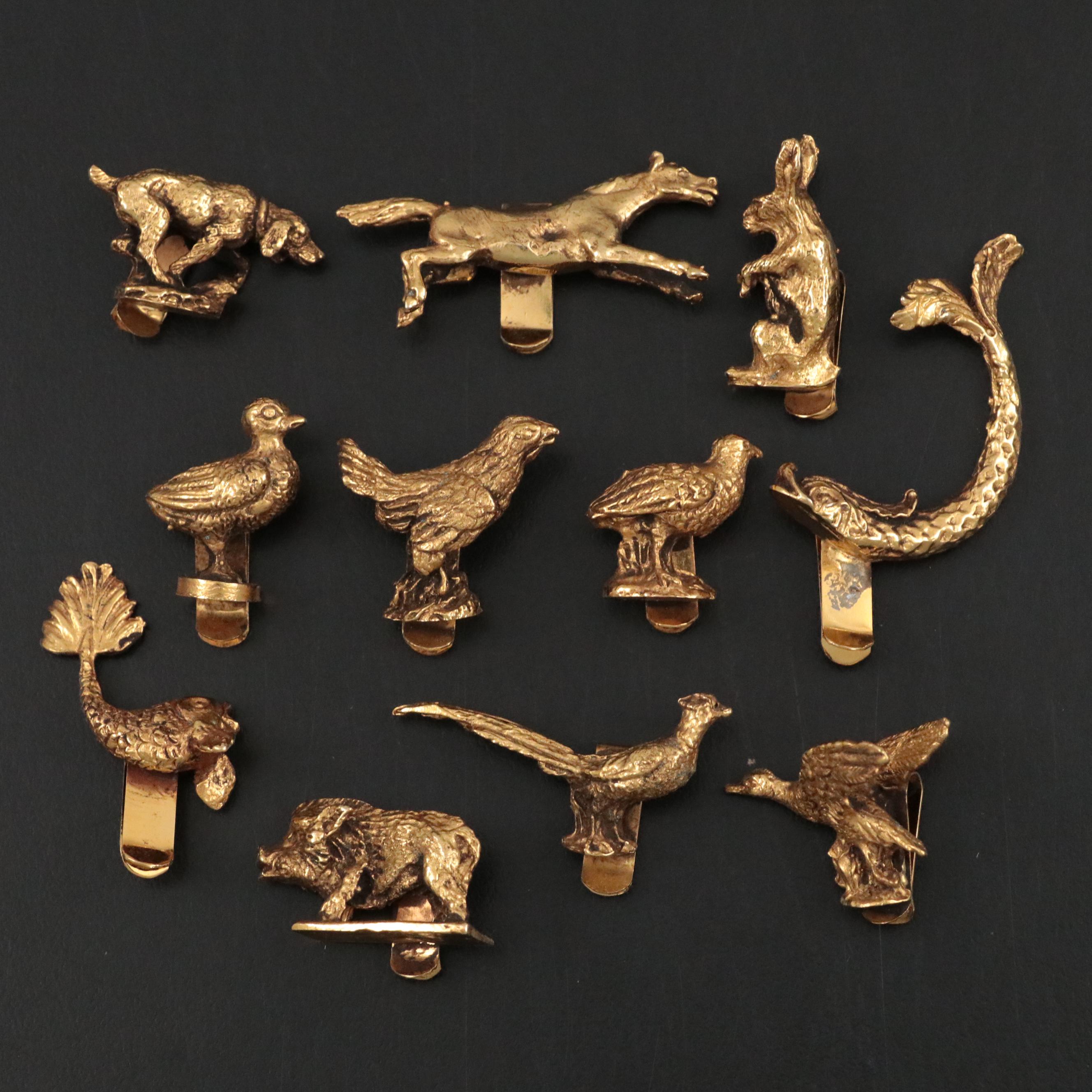 Gucci Segna Bicchieri Brass Animal Drink Clips, Mid to Late 20th C.