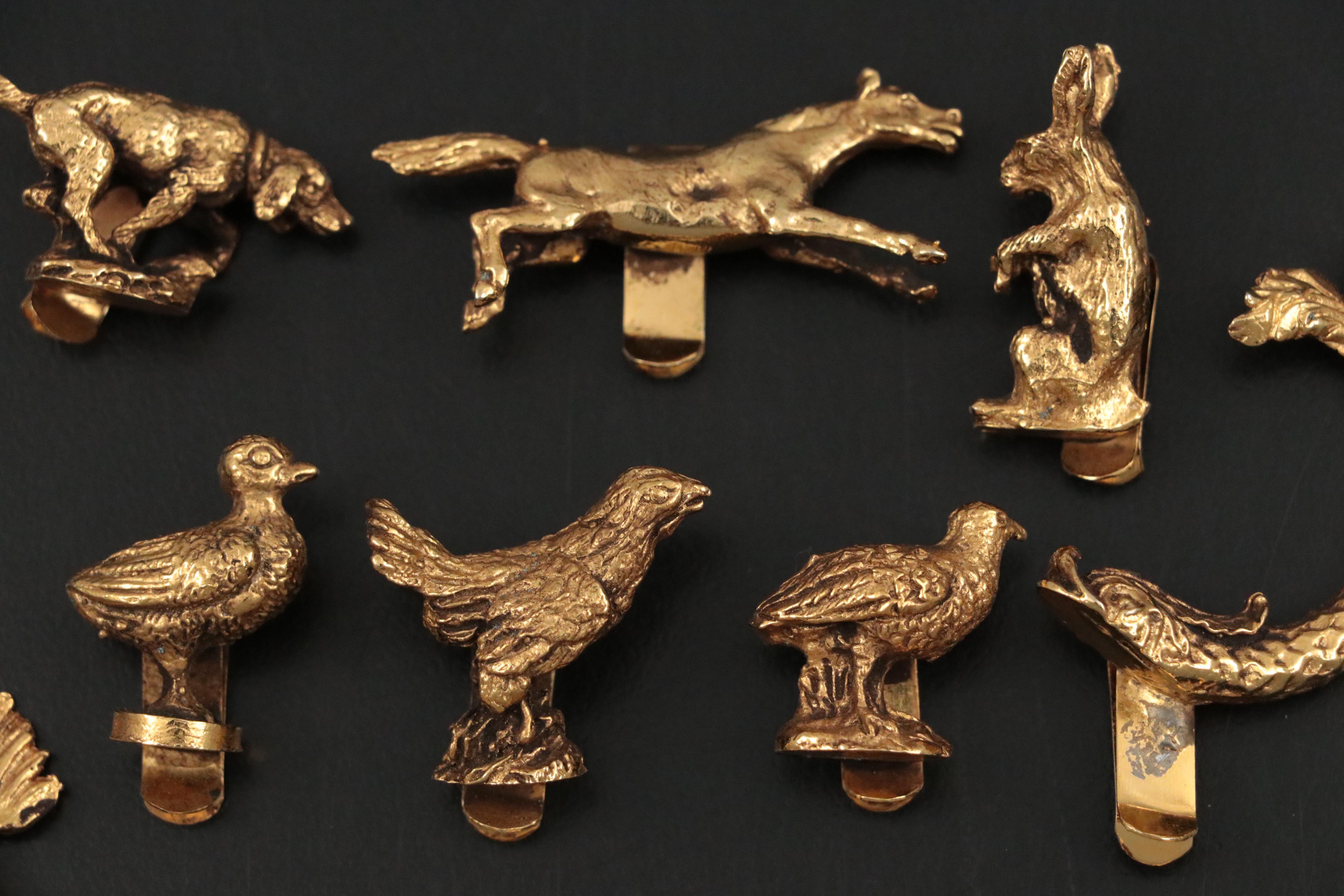 Gucci Segna Bicchieri Brass Animal Drink Clips, Mid to Late 20th C.