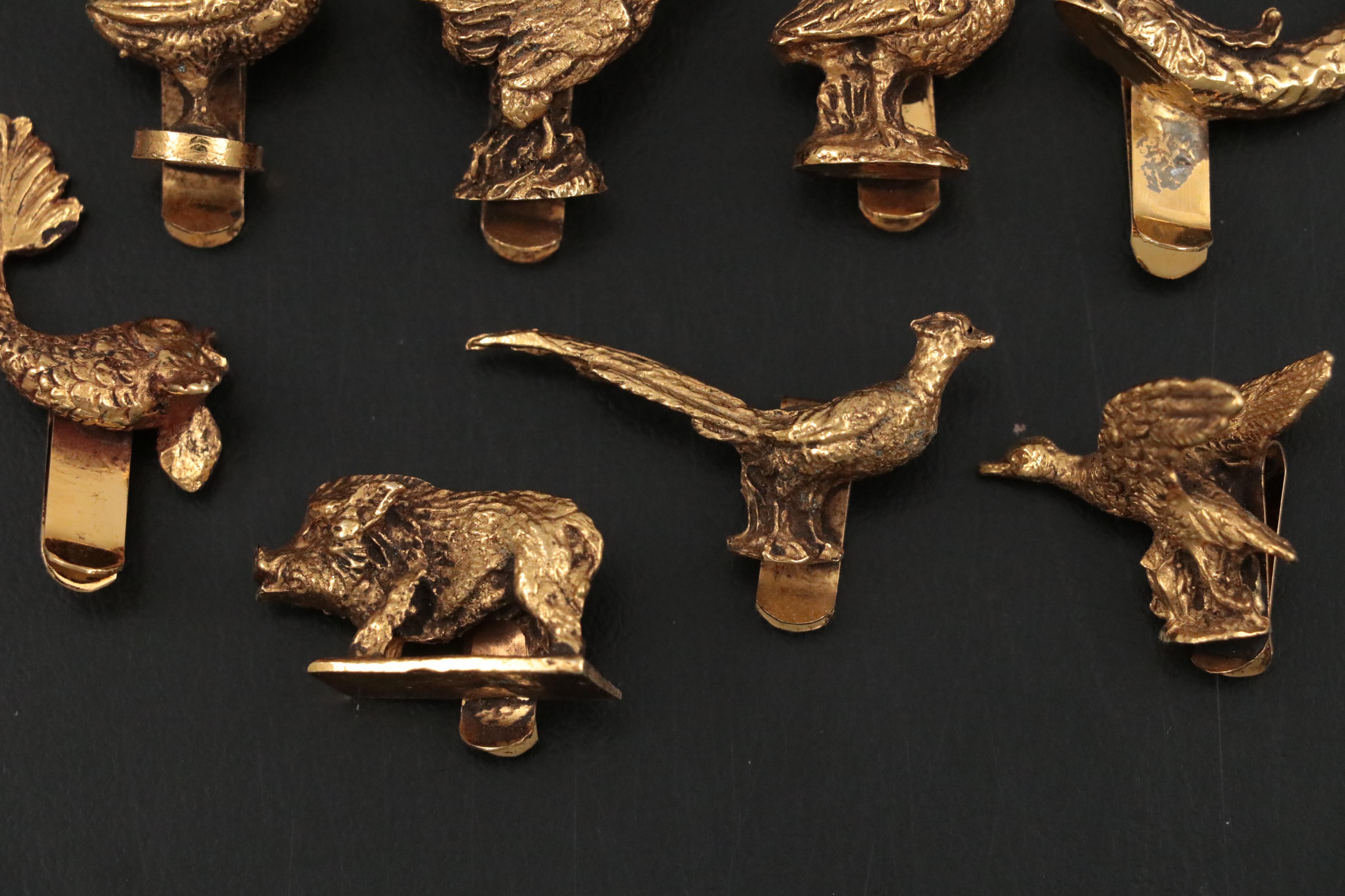 Gucci Segna Bicchieri Brass Animal Drink Clips, Mid to Late 20th C.