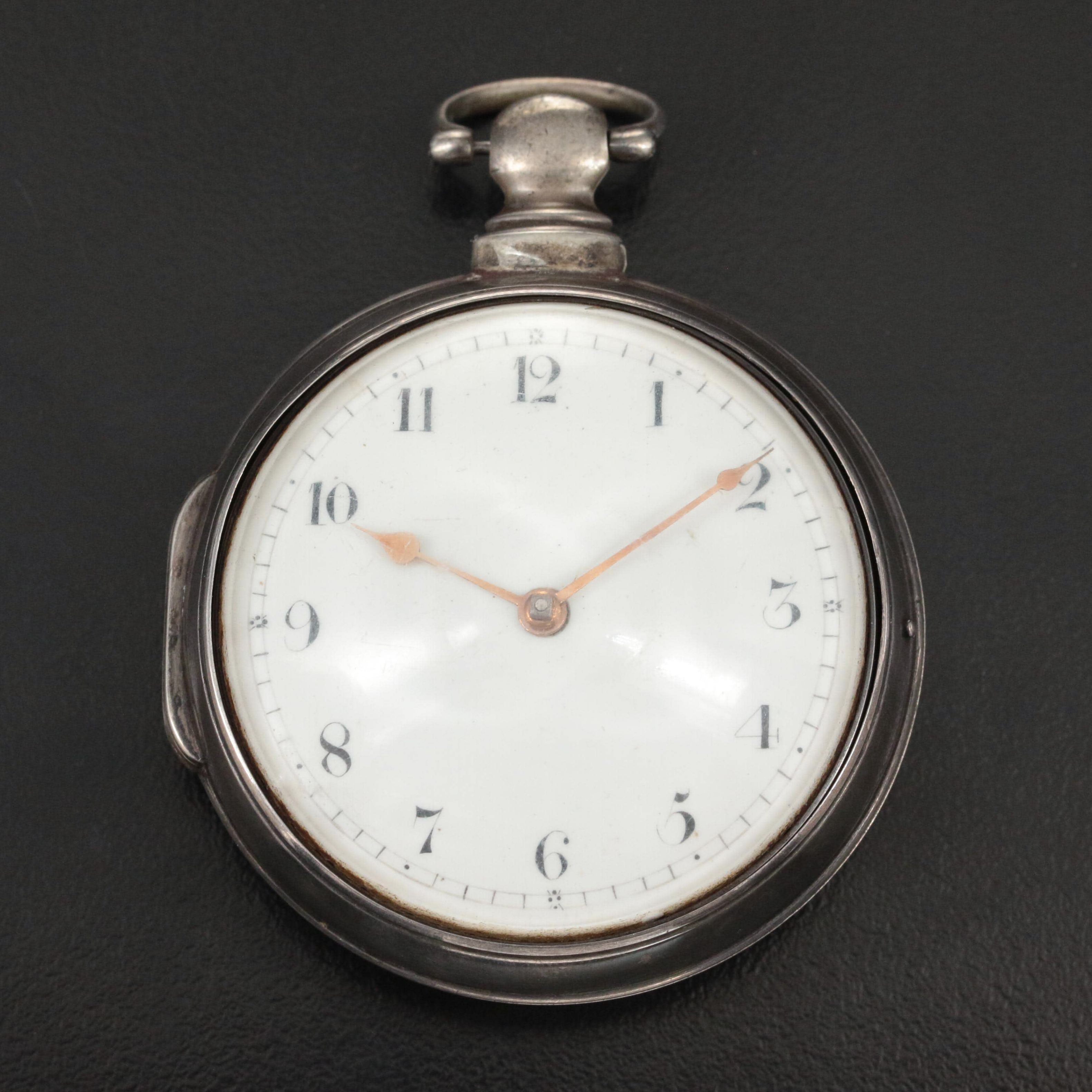 Antique Sterling Double-Cased English Pocket Watch