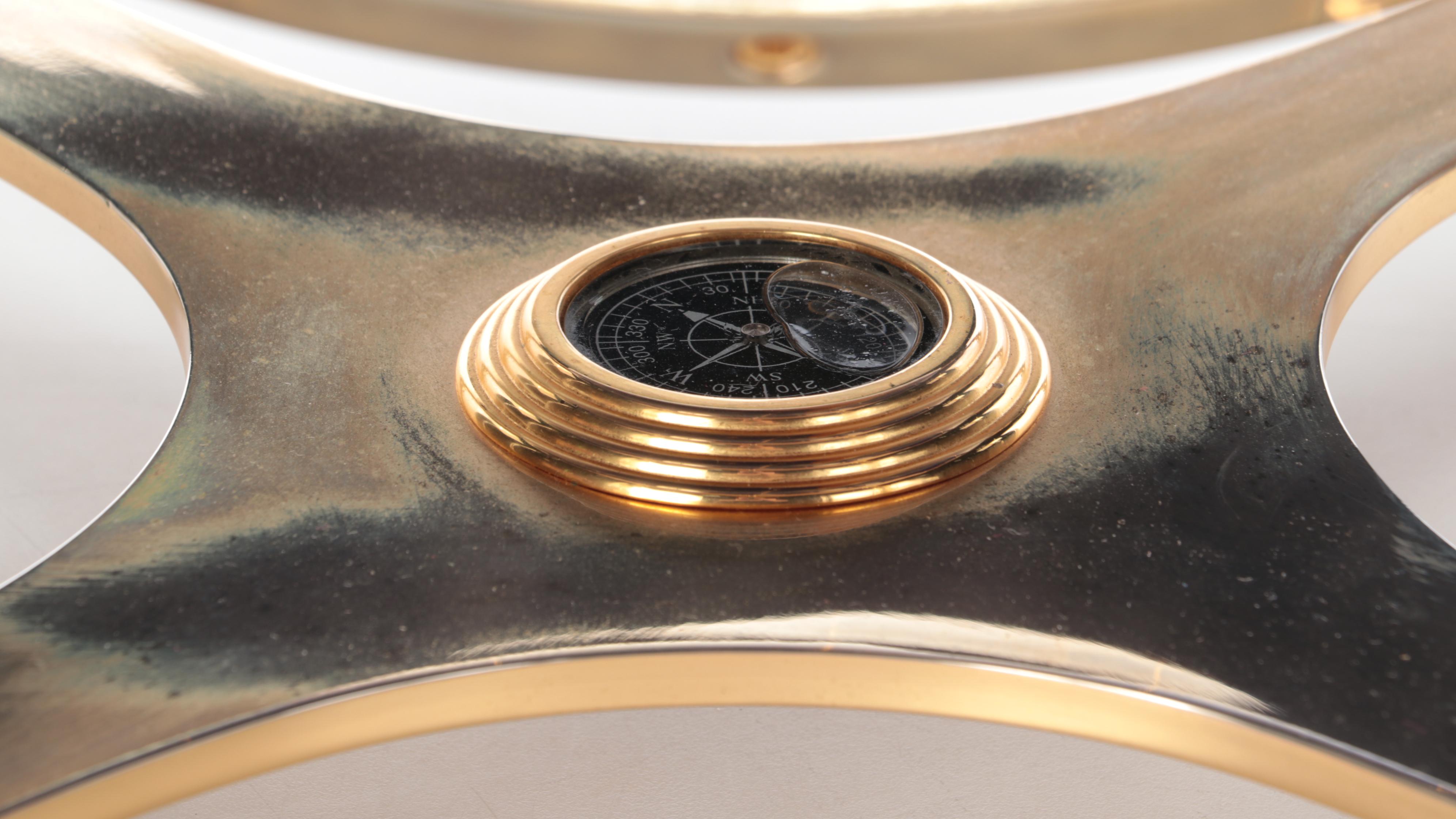 Gemstone Desk Globe and Compass on Stand