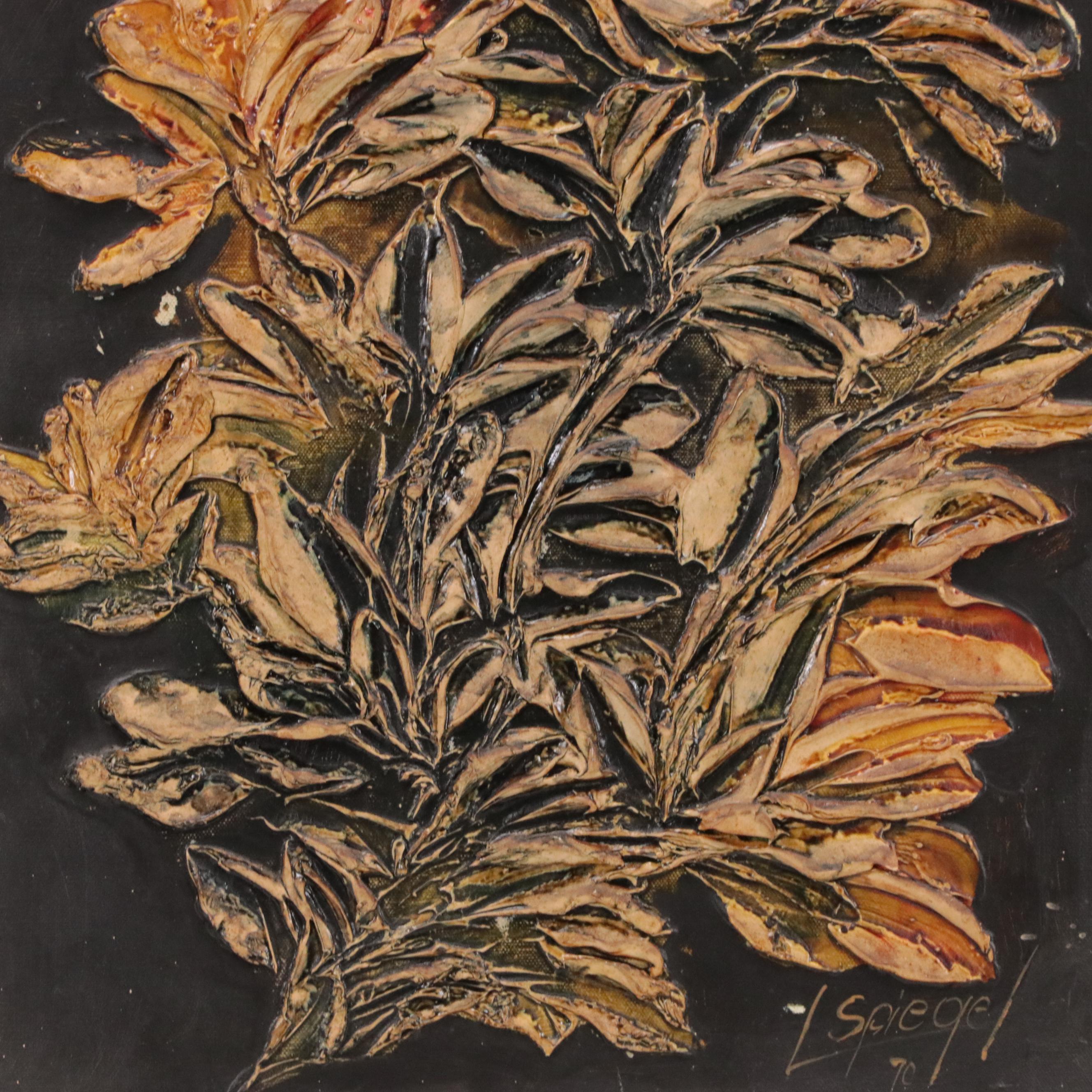 Louis Spiegel Impasto Mixed Media Floral Painting, 1970