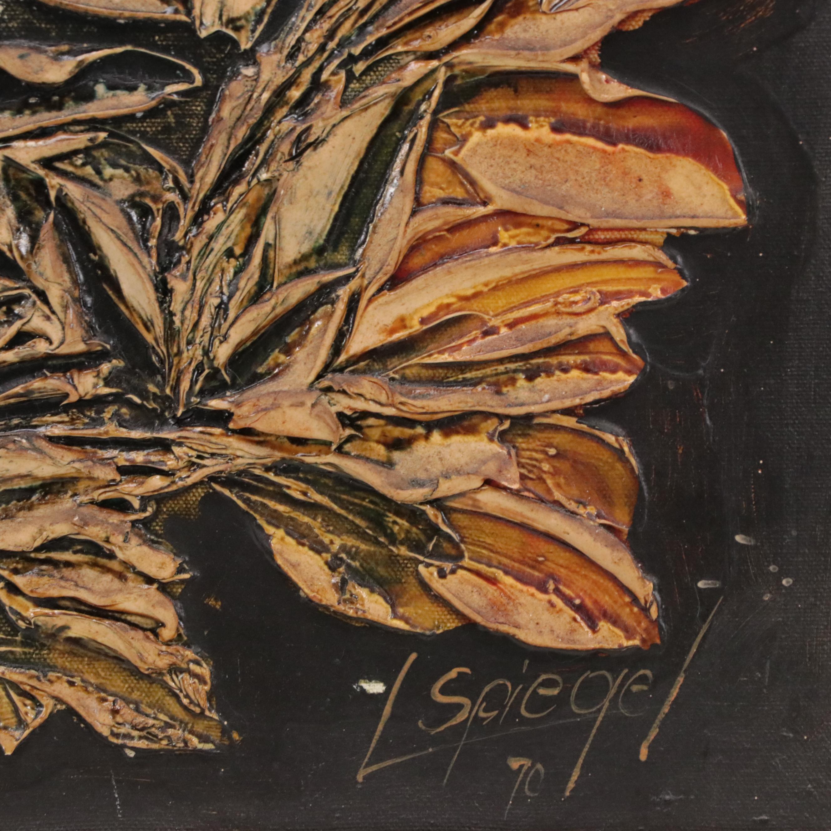 Louis Spiegel Impasto Mixed Media Floral Painting, 1970