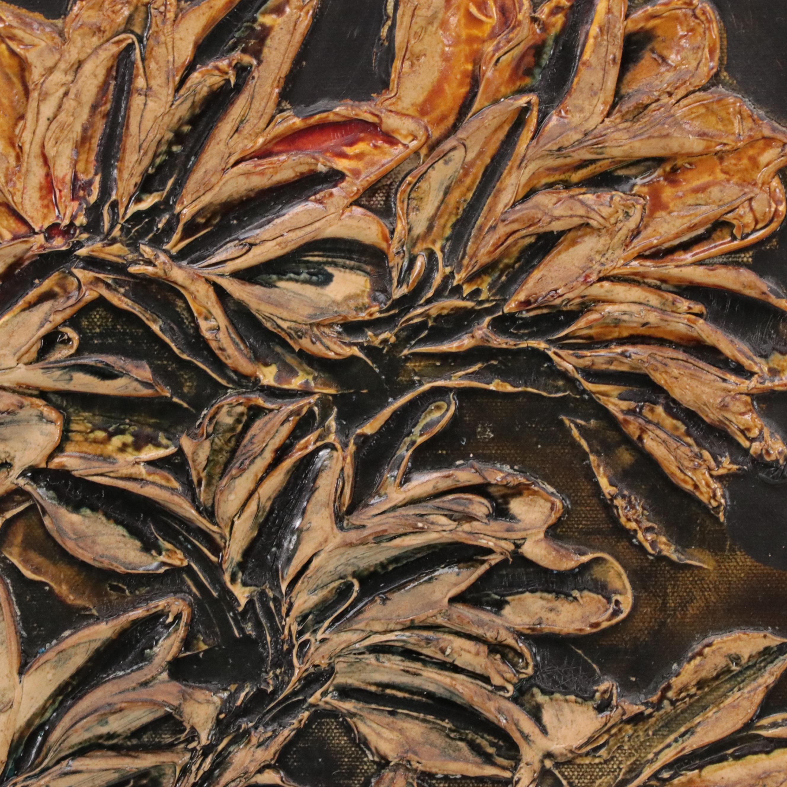 Louis Spiegel Impasto Mixed Media Floral Painting, 1970