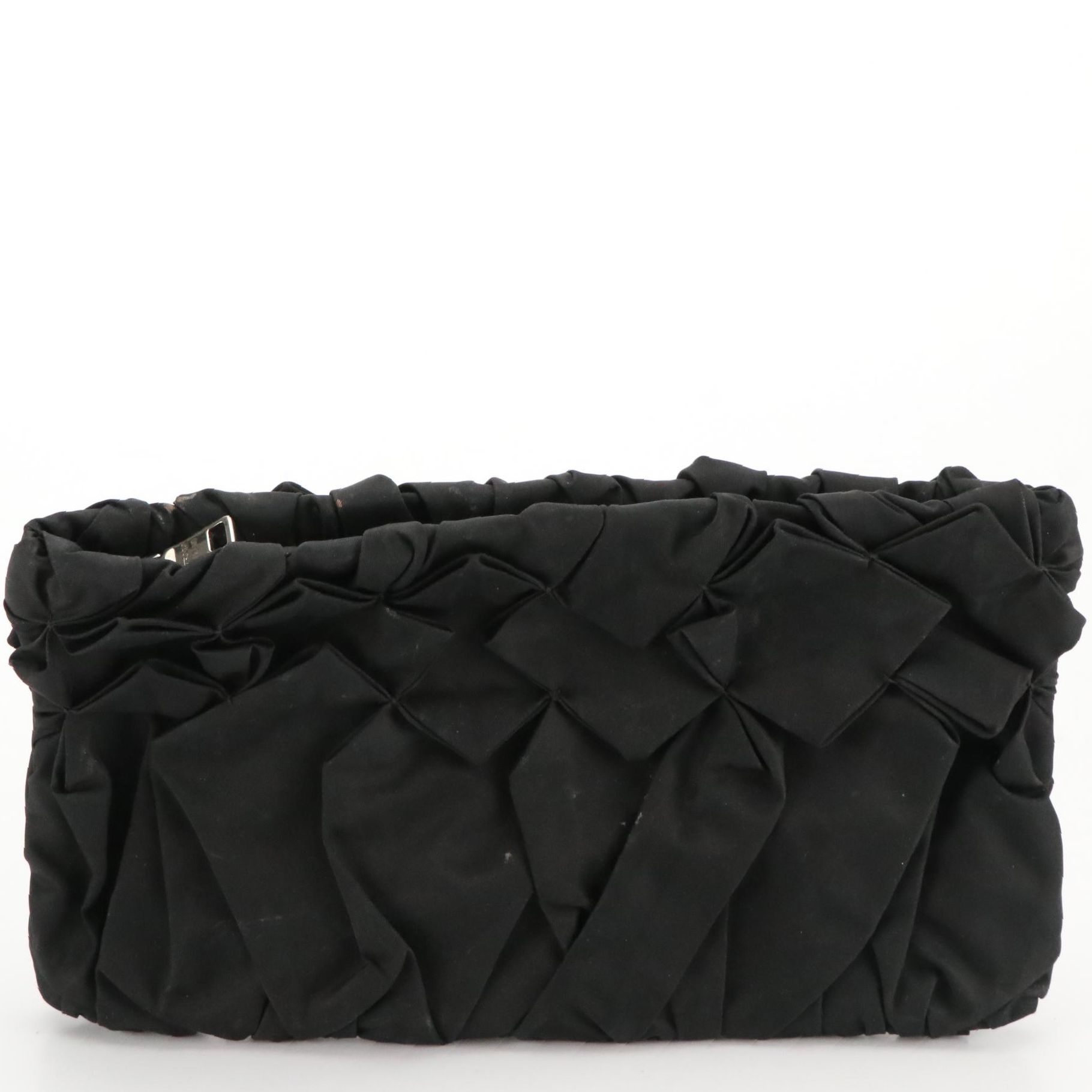 Prada Origami Pleated Clutch Bag in Black Tessuto Nylon