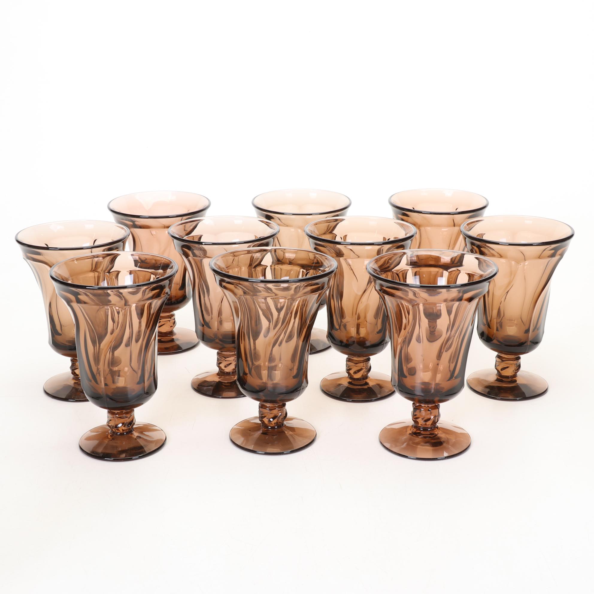 Fostoria "Jamestown Brown" Stemware, Pitcher and Dinneware, Set of 36, 1961-1982