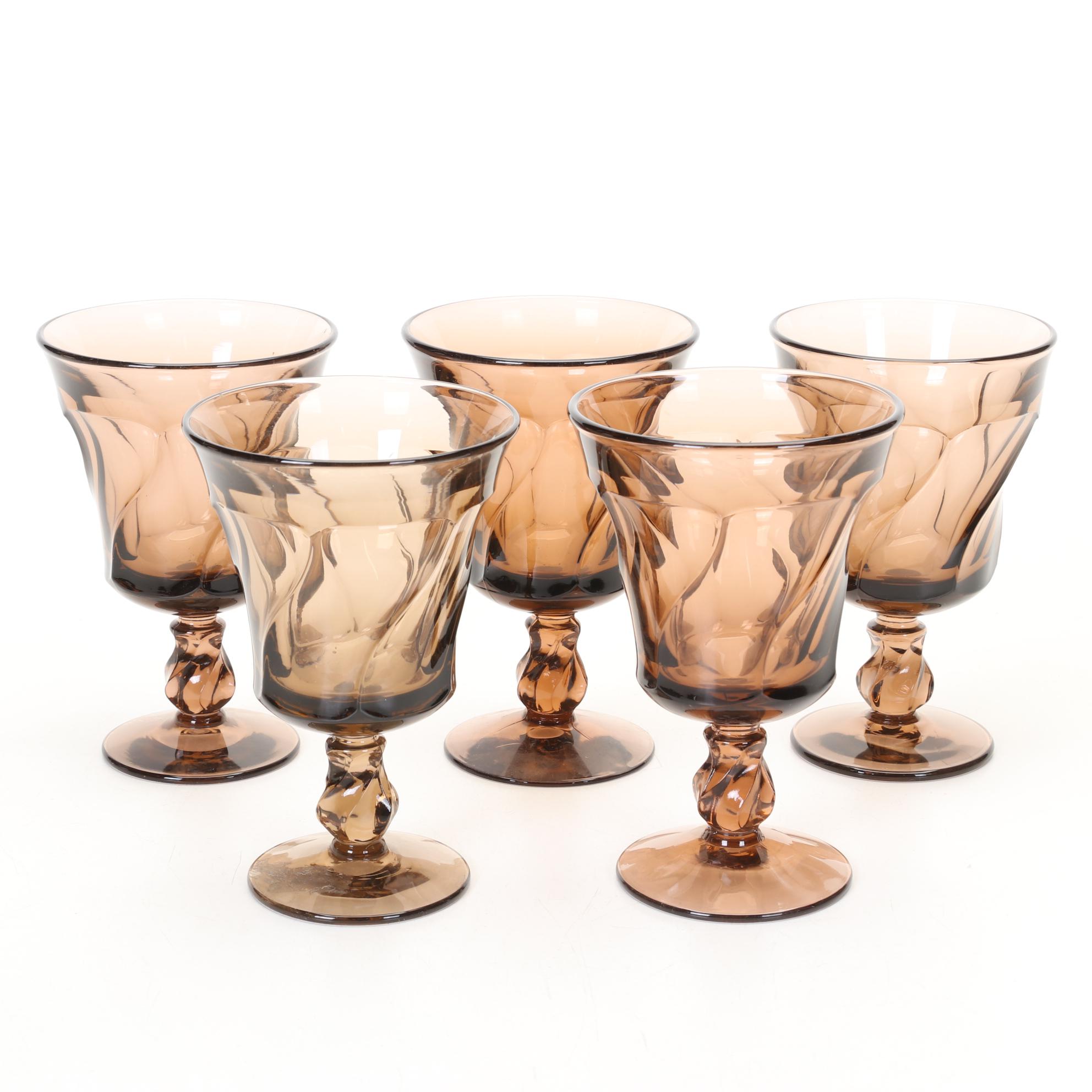 Fostoria "Jamestown Brown" Stemware, Pitcher and Dinneware, Set of 36, 1961-1982