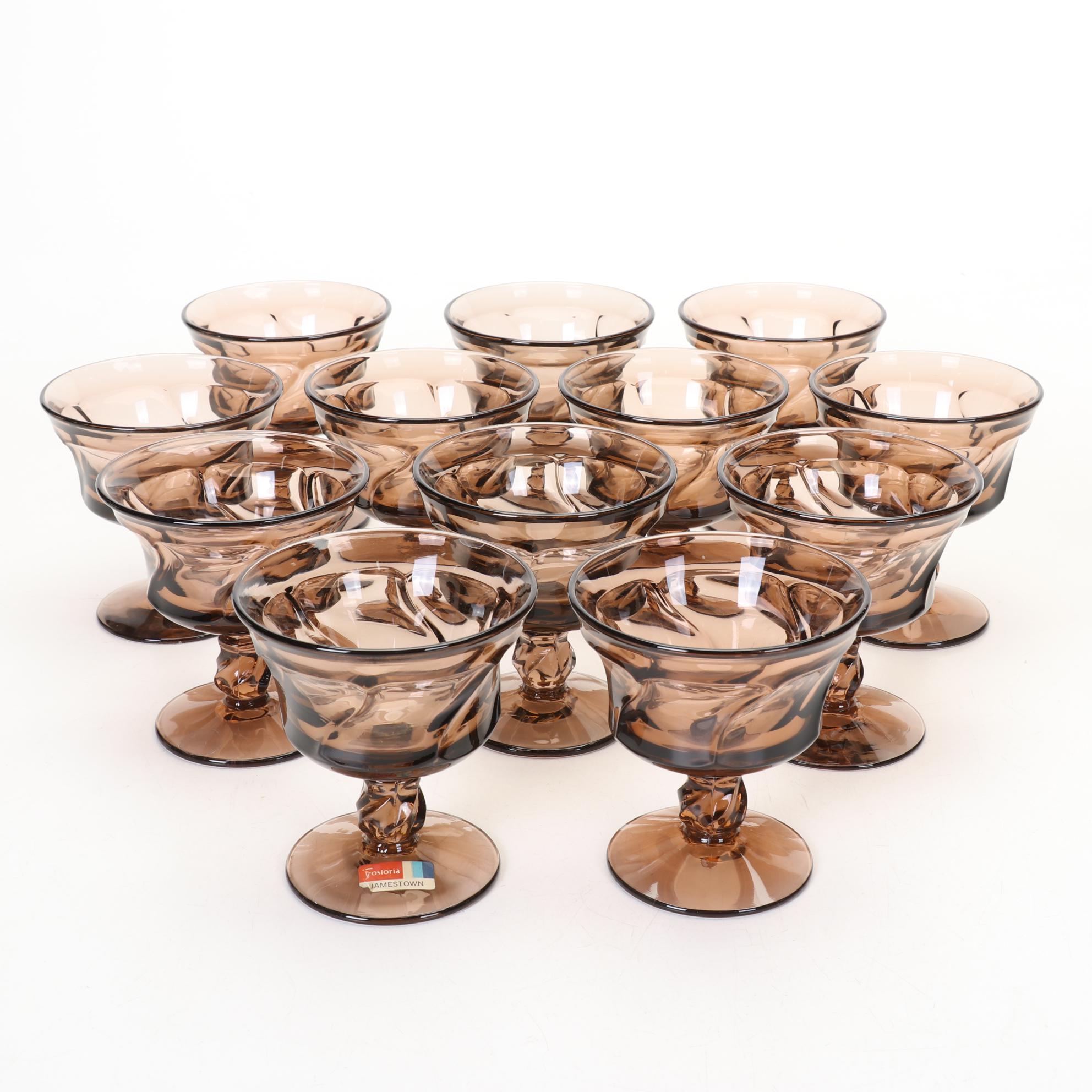 Fostoria "Jamestown Brown" Stemware, Pitcher and Dinneware, Set of 36, 1961-1982