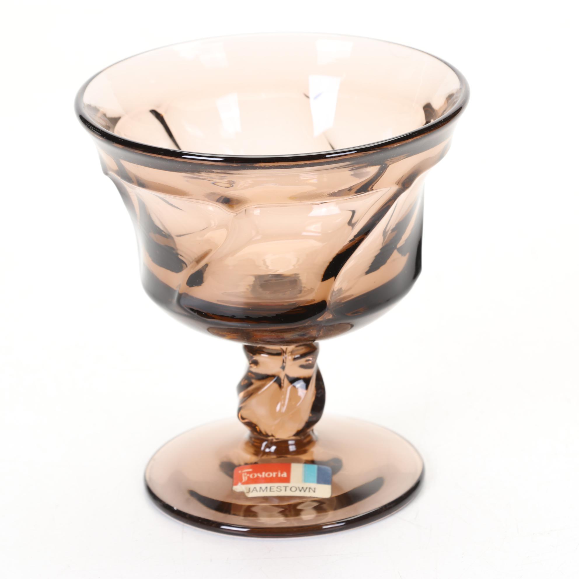 Fostoria "Jamestown Brown" Stemware, Pitcher and Dinneware, Set of 36, 1961-1982