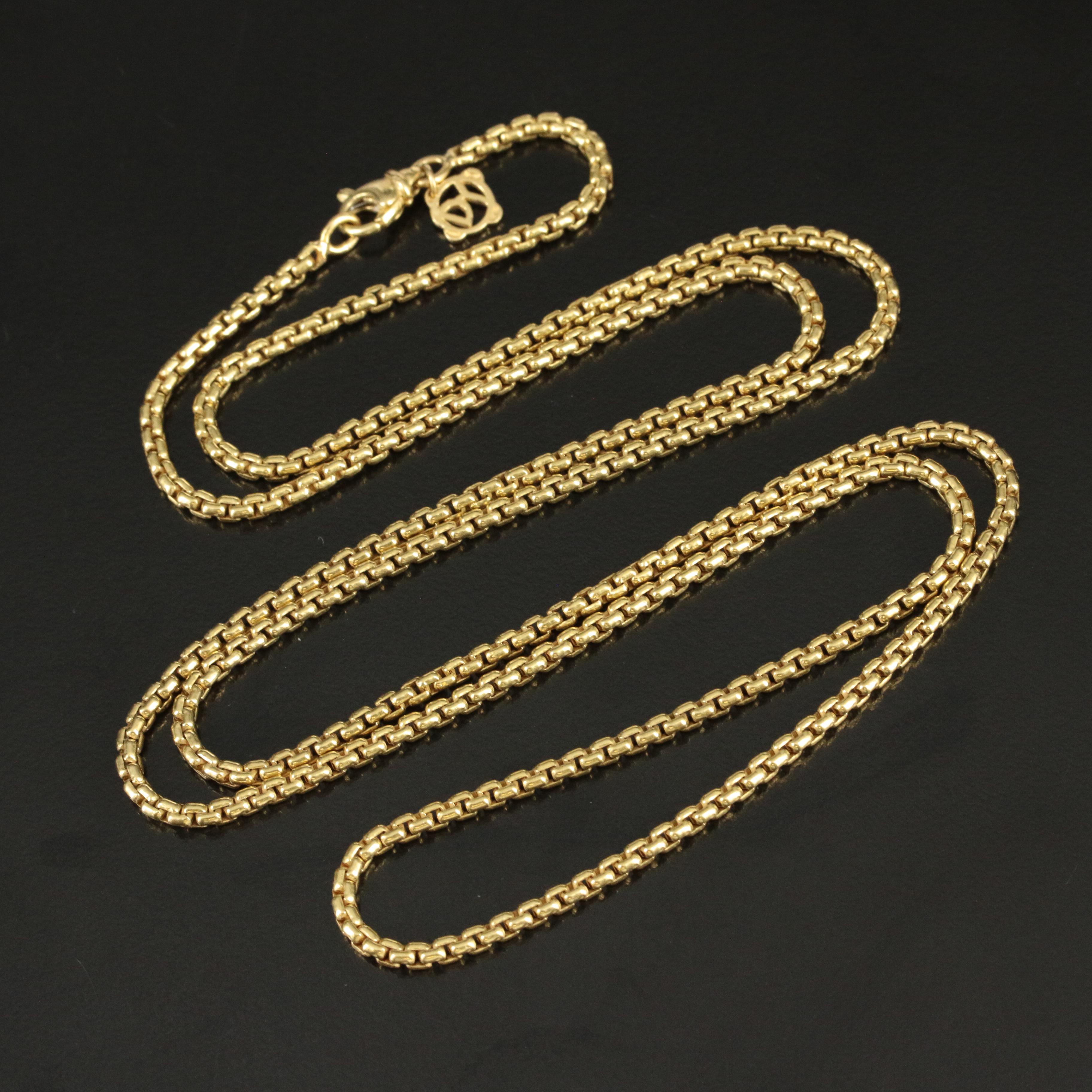 David Yurman 18K Long Box Chain Necklace