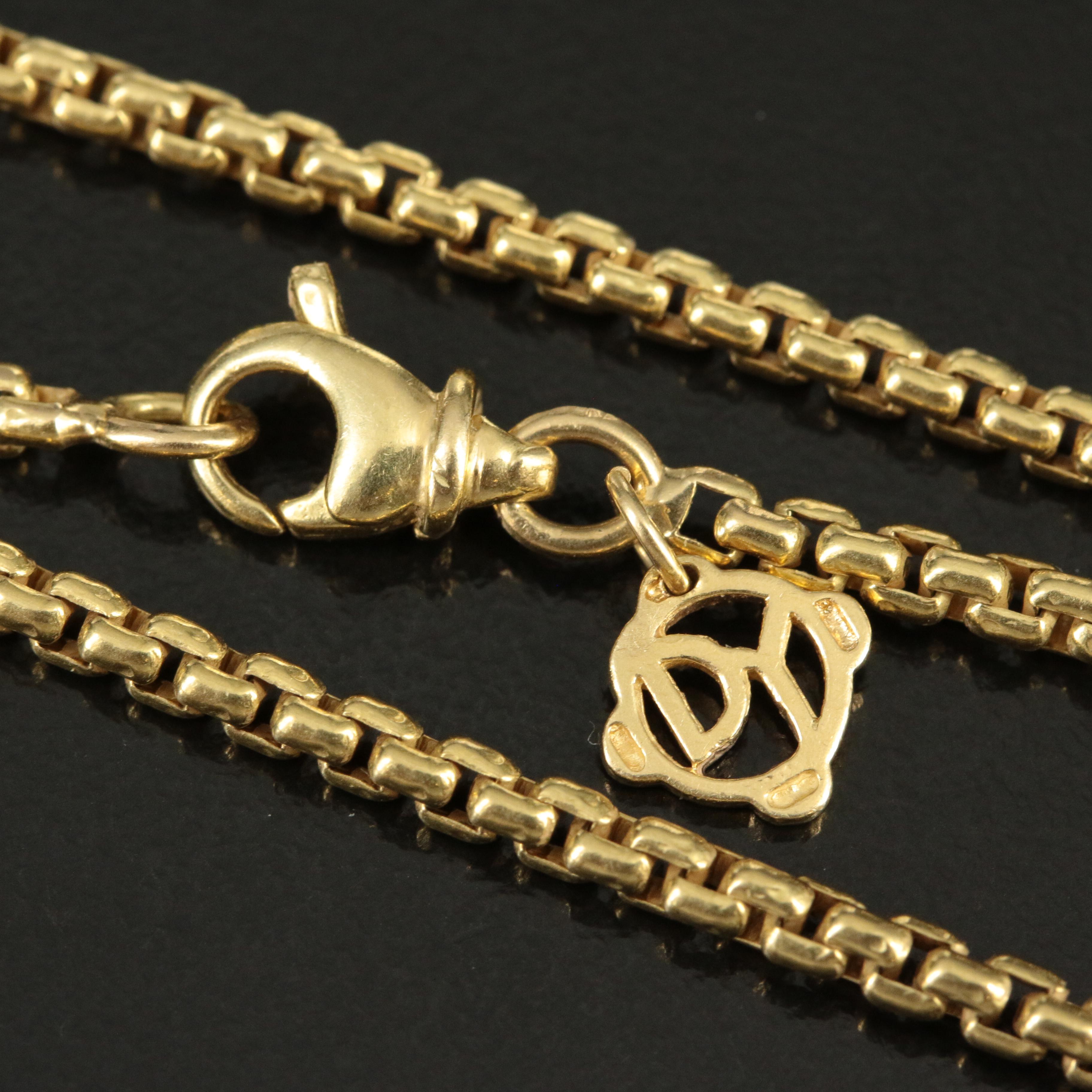 David Yurman 18K Long Box Chain Necklace