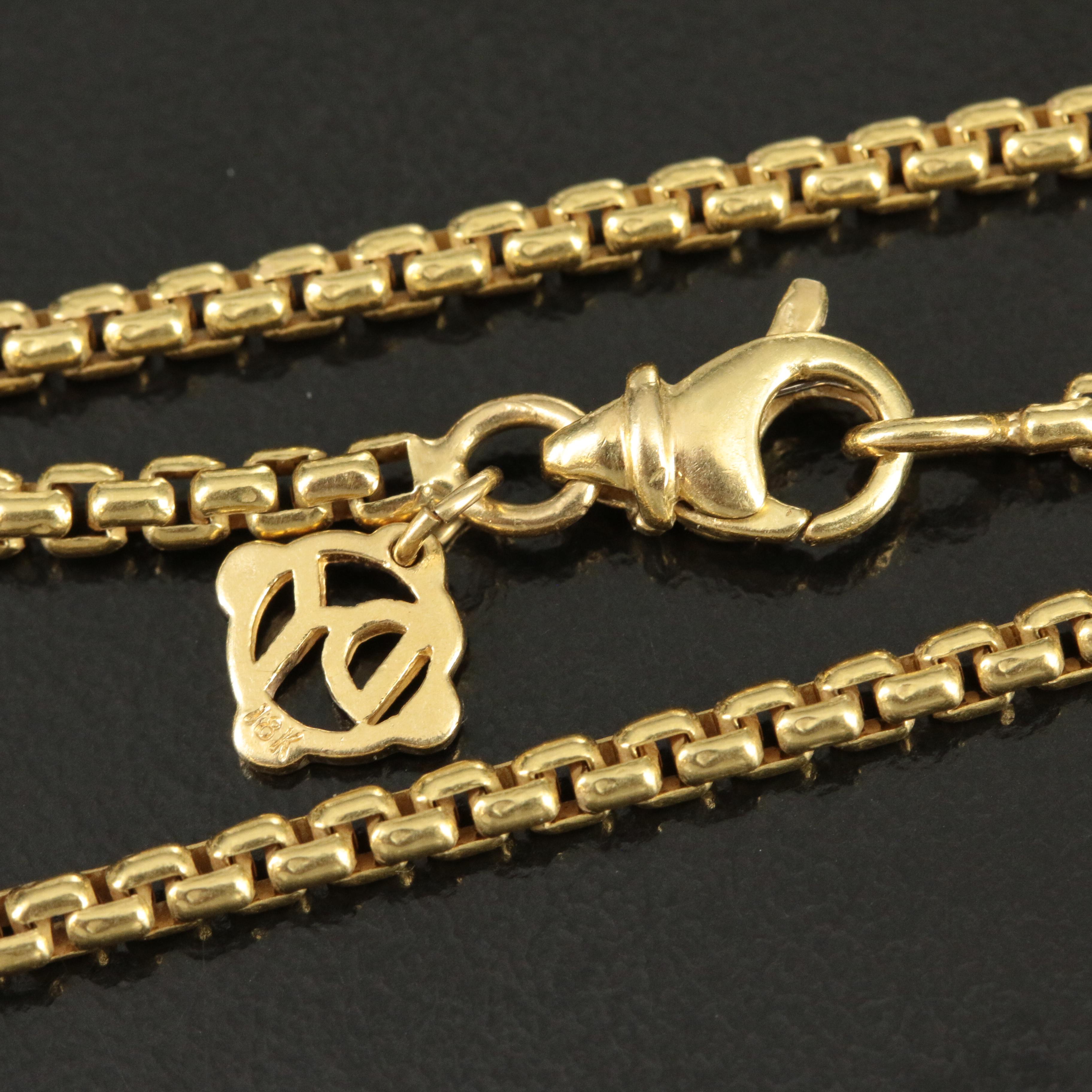 David Yurman 18K Long Box Chain Necklace
