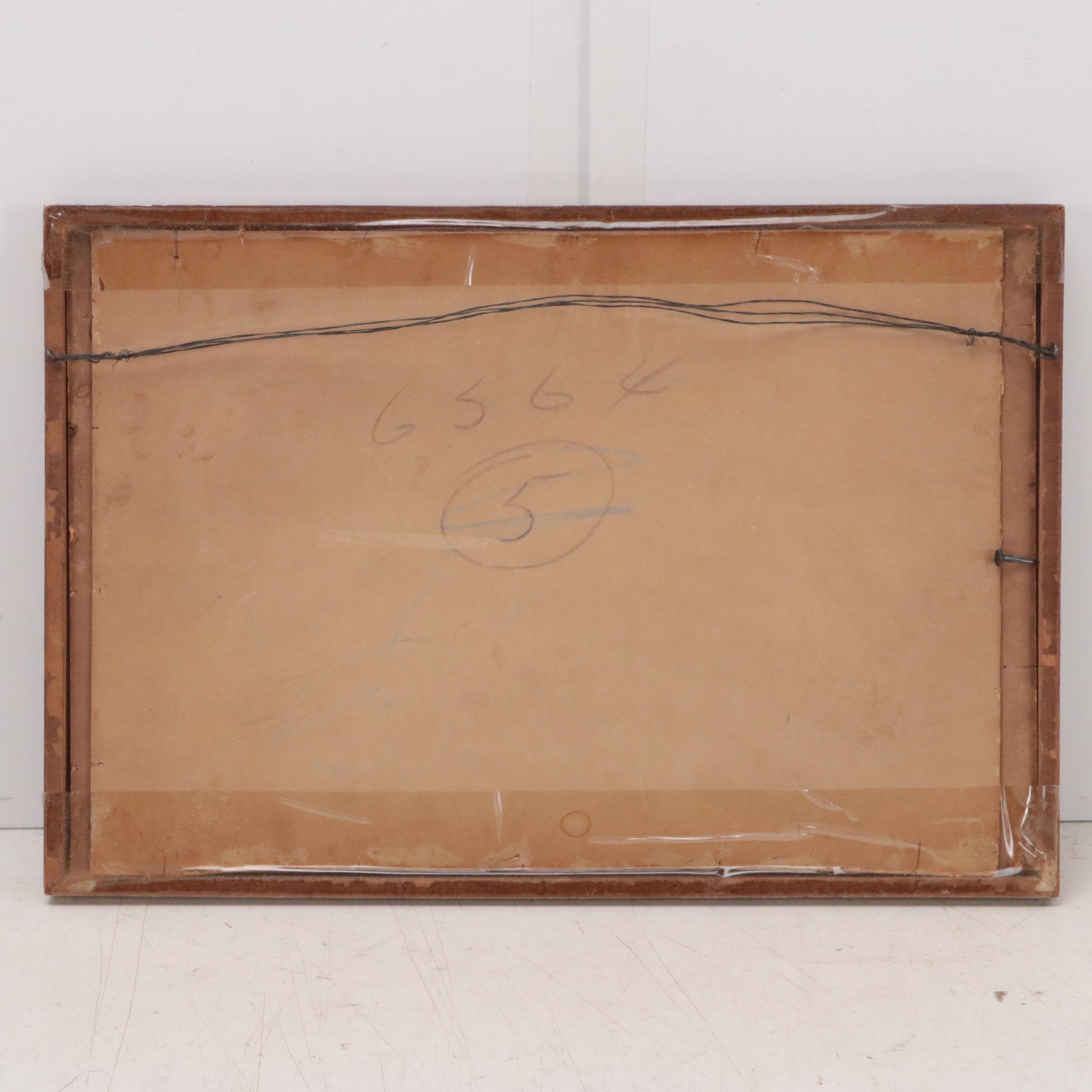 Watercolor Painting of a Coastal Landscape with Boat