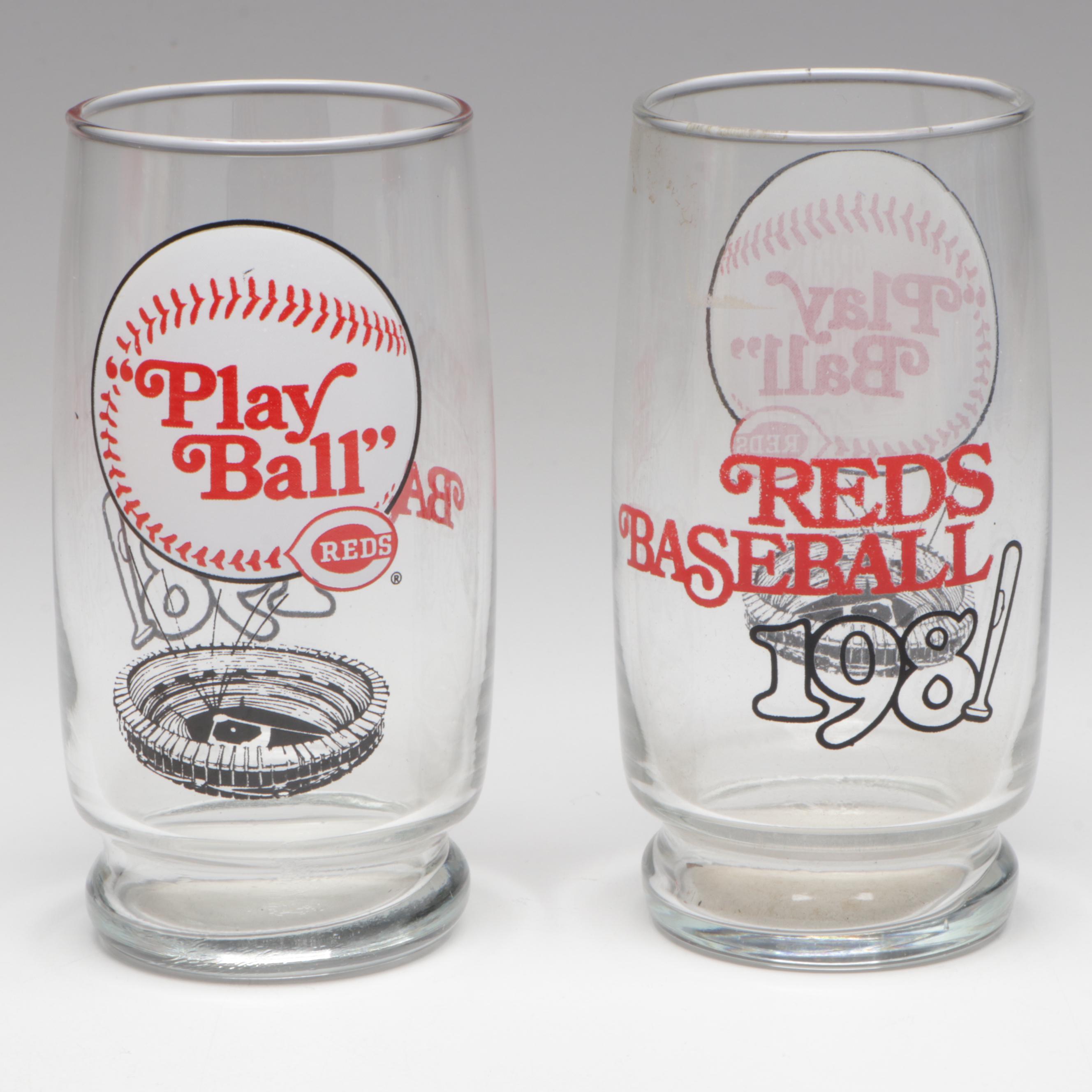 Cincinnati Reds RC Cola Cans with Cups, Glasses, and More, Late 20th Century
