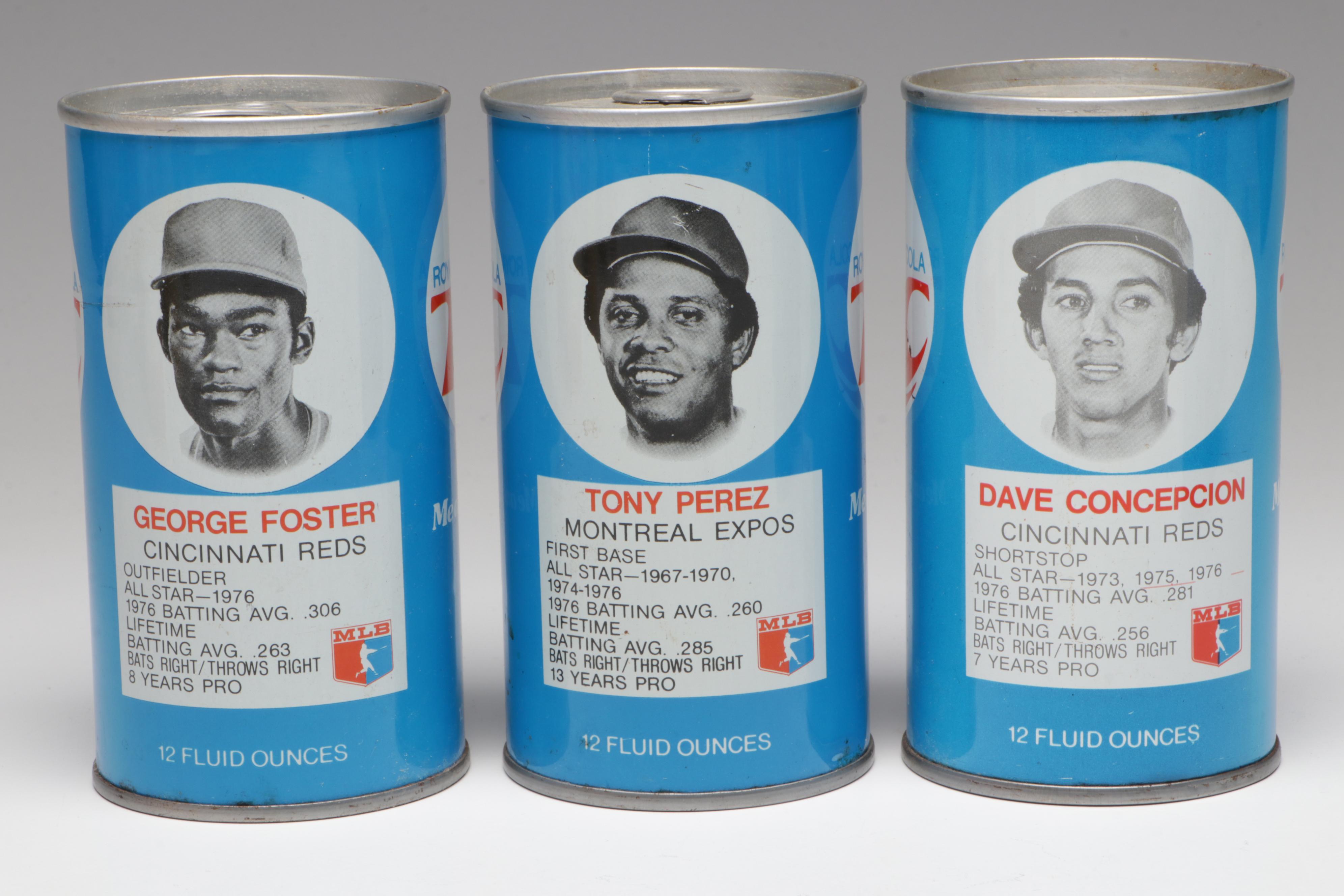 Cincinnati Reds RC Cola Cans with Cups, Glasses, and More, Late 20th Century