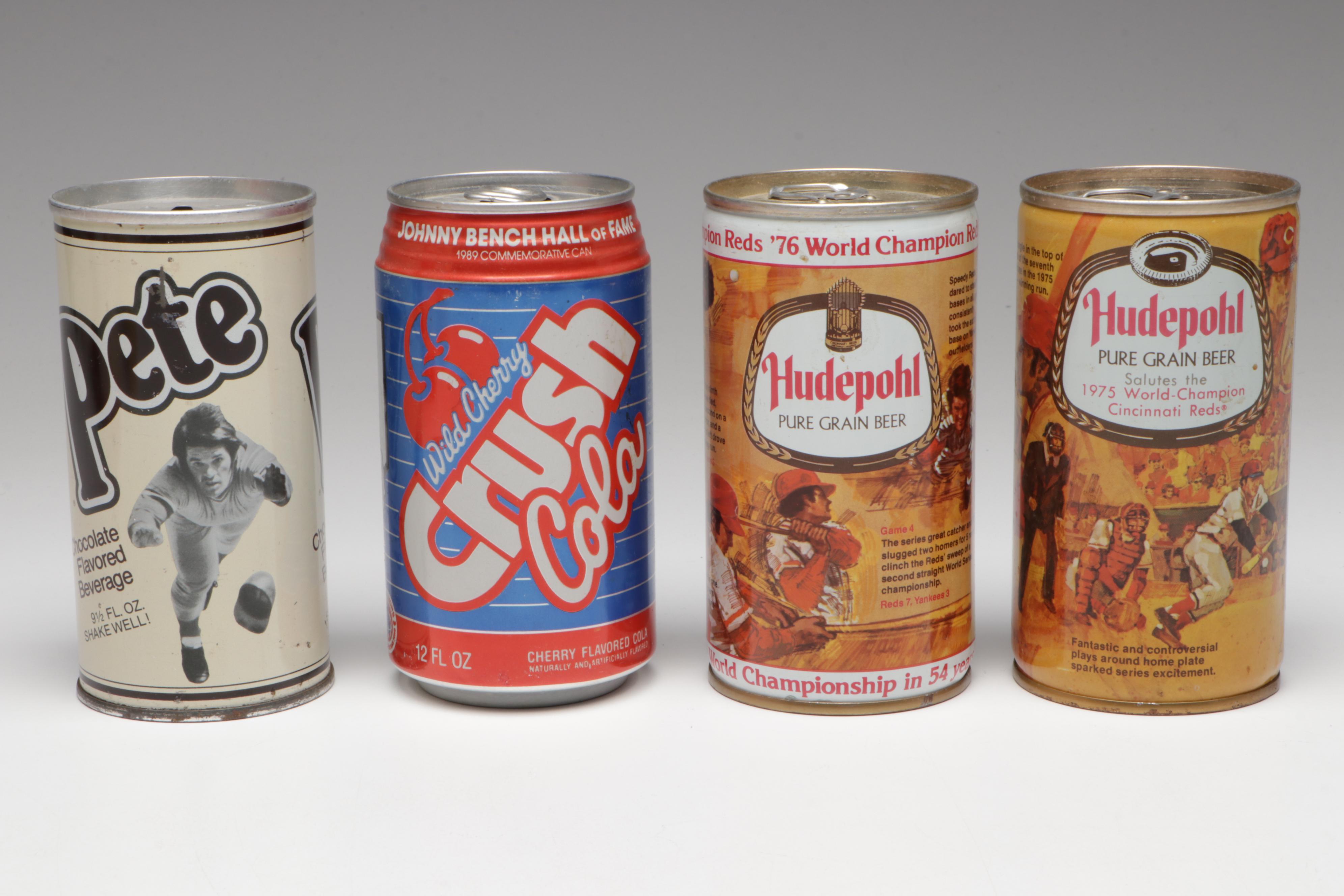 Cincinnati Reds RC Cola Cans with Cups, Glasses, and More, Late 20th Century