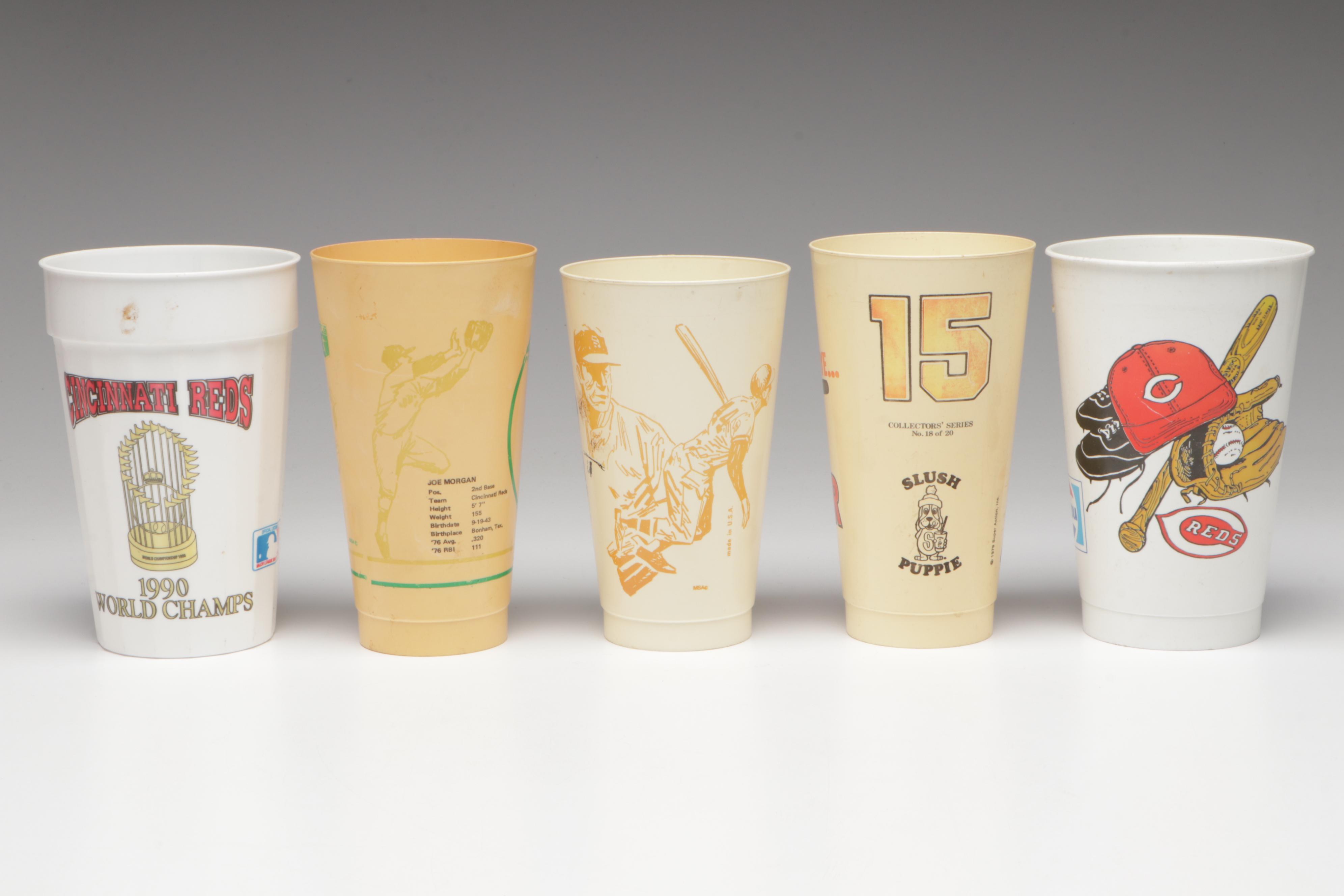 Cincinnati Reds RC Cola Cans with Cups, Glasses, and More, Late 20th Century