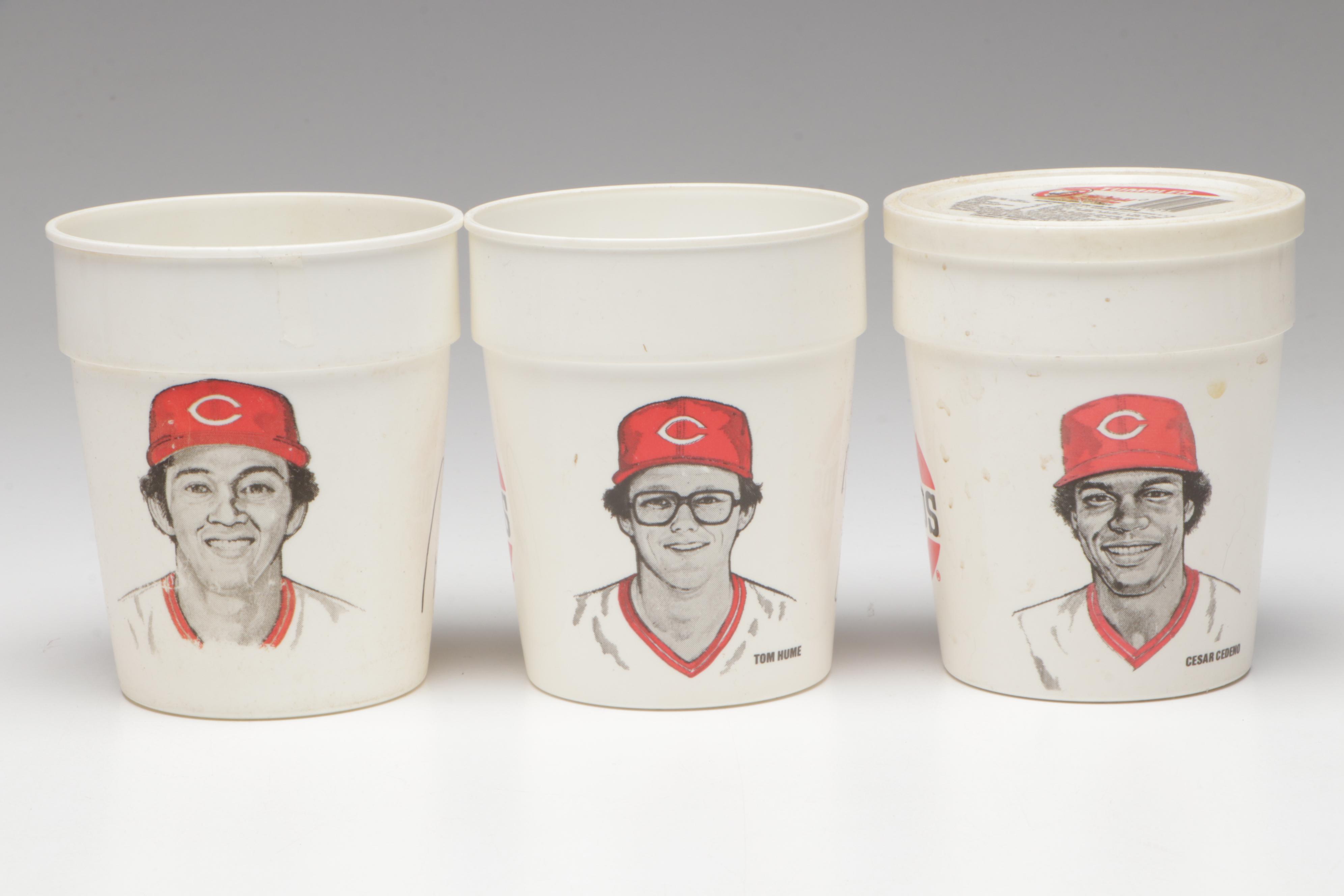 Cincinnati Reds RC Cola Cans with Cups, Glasses, and More, Late 20th Century