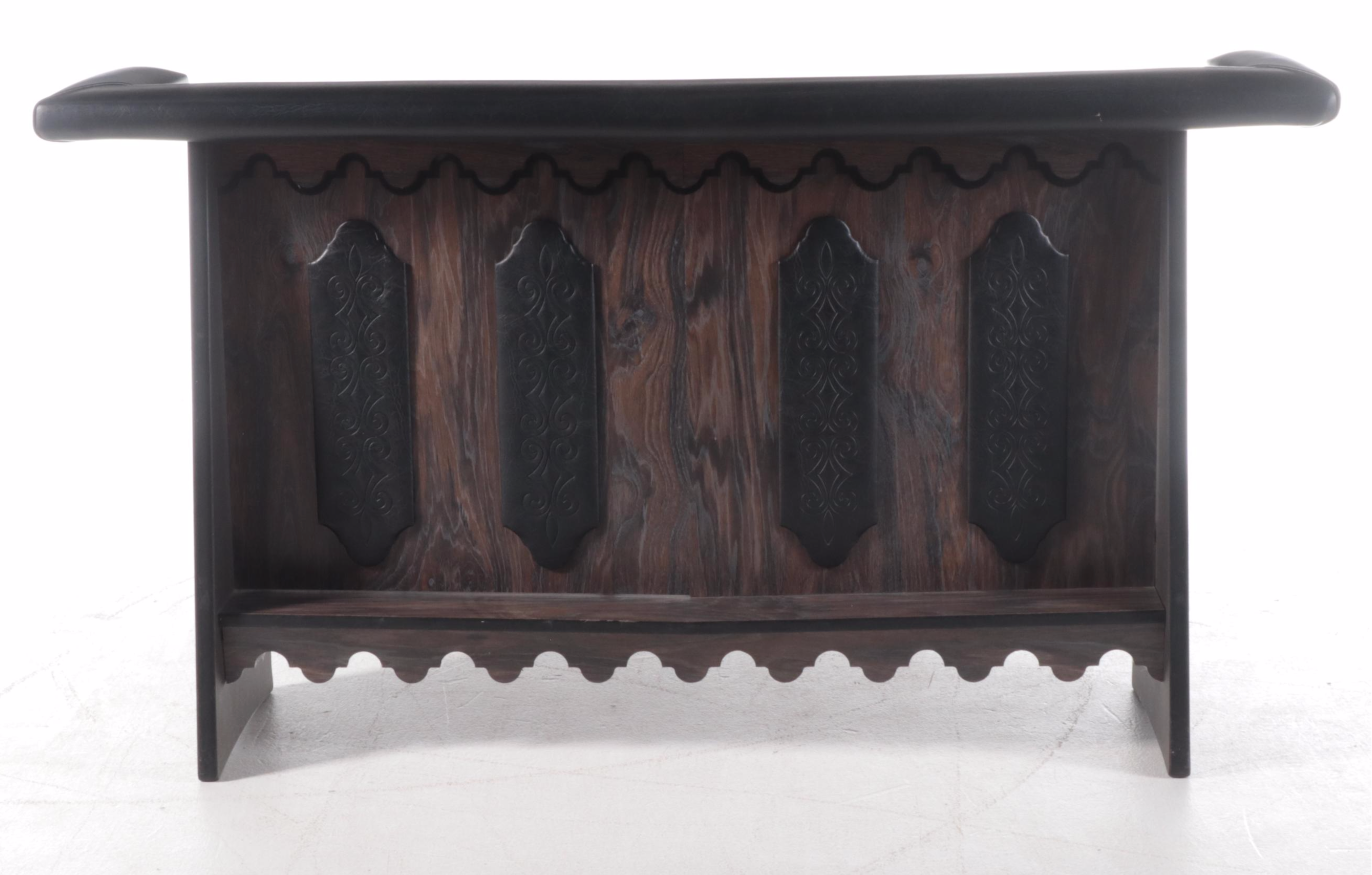 Modernist Laminate and Vinyl Bar Plus Three Samsonite Swivel Counter Stools