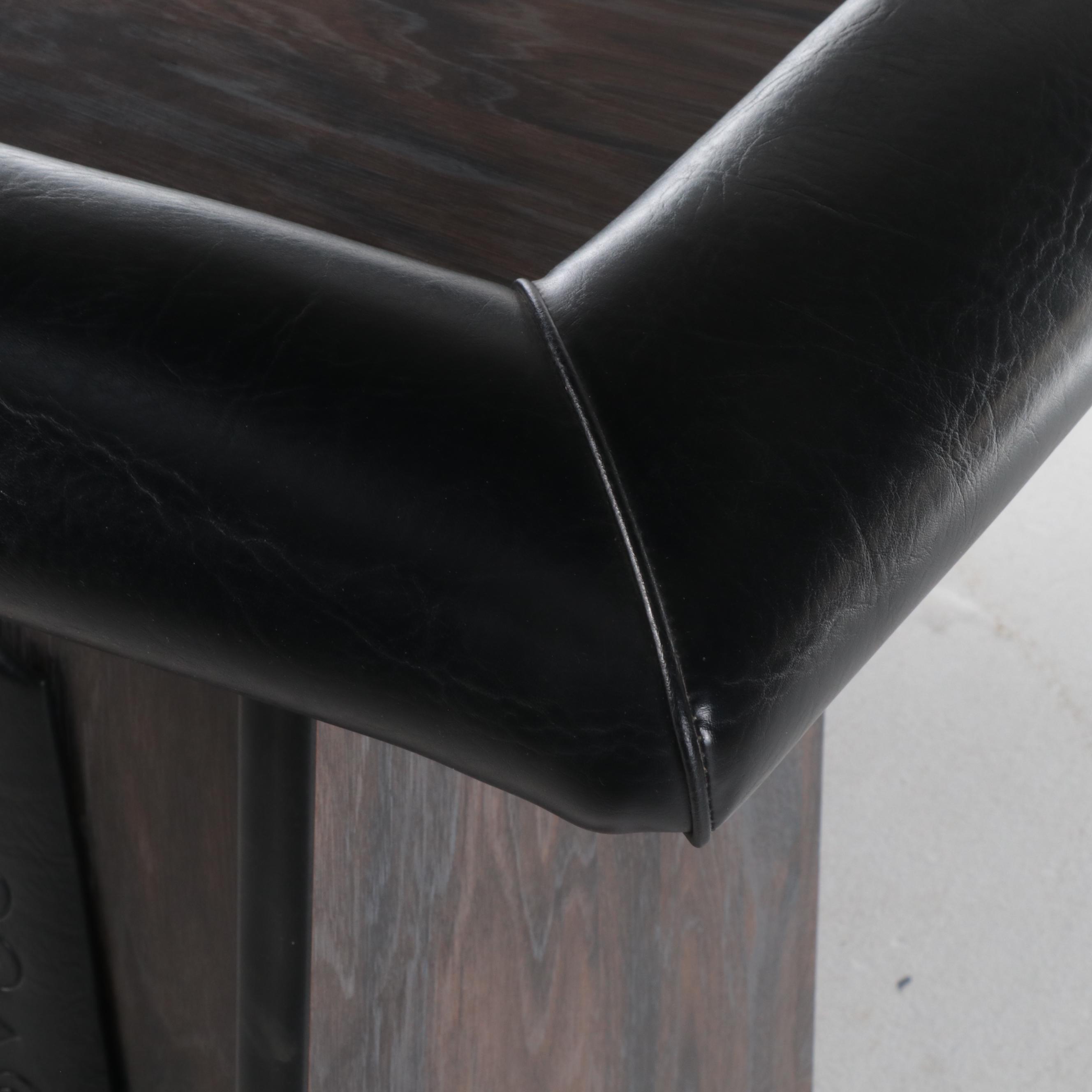 Modernist Laminate and Vinyl Bar Plus Three Samsonite Swivel Counter Stools